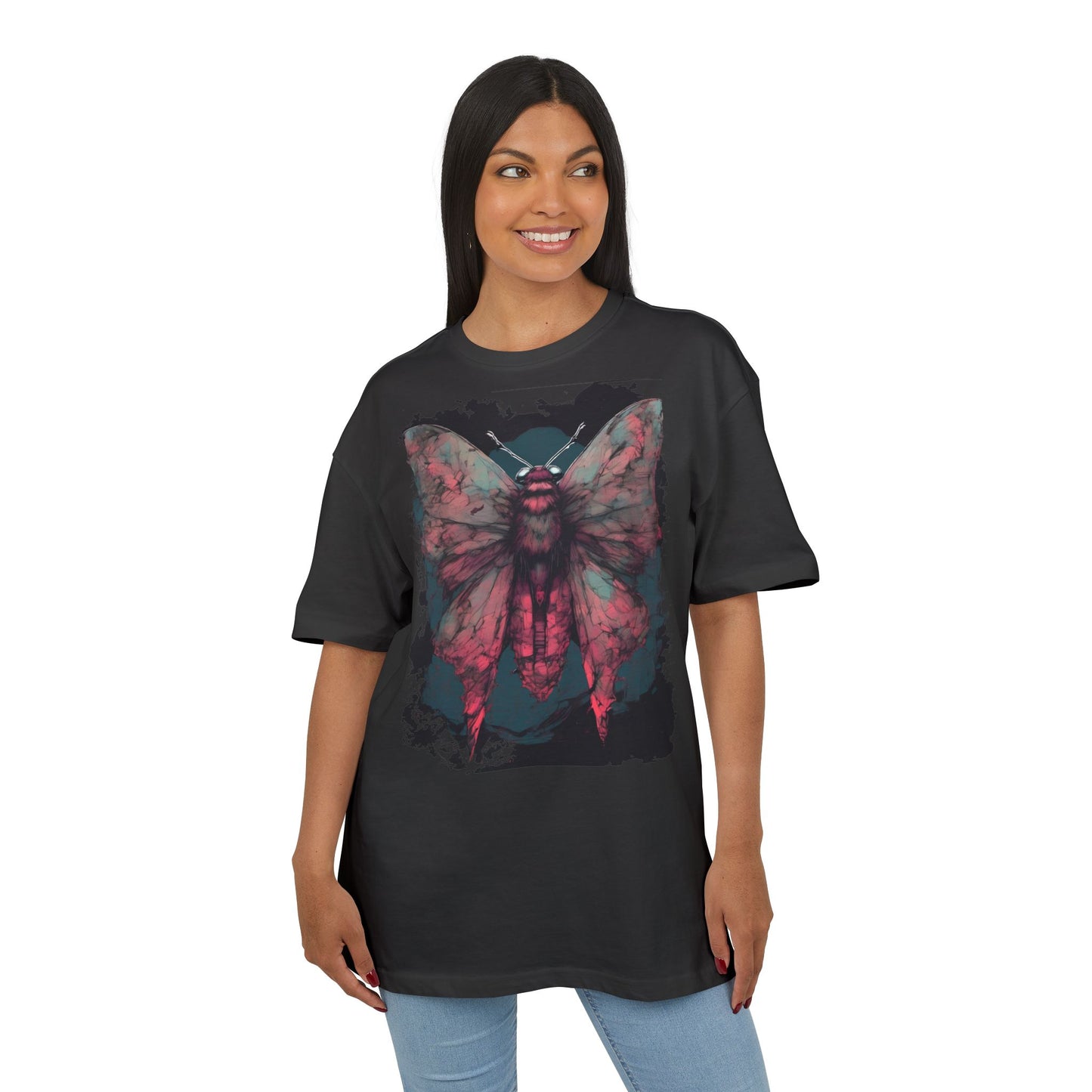 Aesthetic Moth Graphic Oversize Tee, Casual Style Shirt, Unique Gift, Eco-Print Tee, Art Lover Fashion, Nature-Inspired Top
