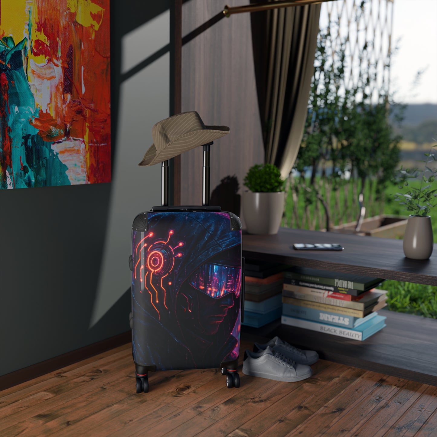 Futuristic Suitcase with Cyberpunk Design | Travel Luggage, Geek Gift, Stylish Bag, Unique Carry-On, Adventure Accessories