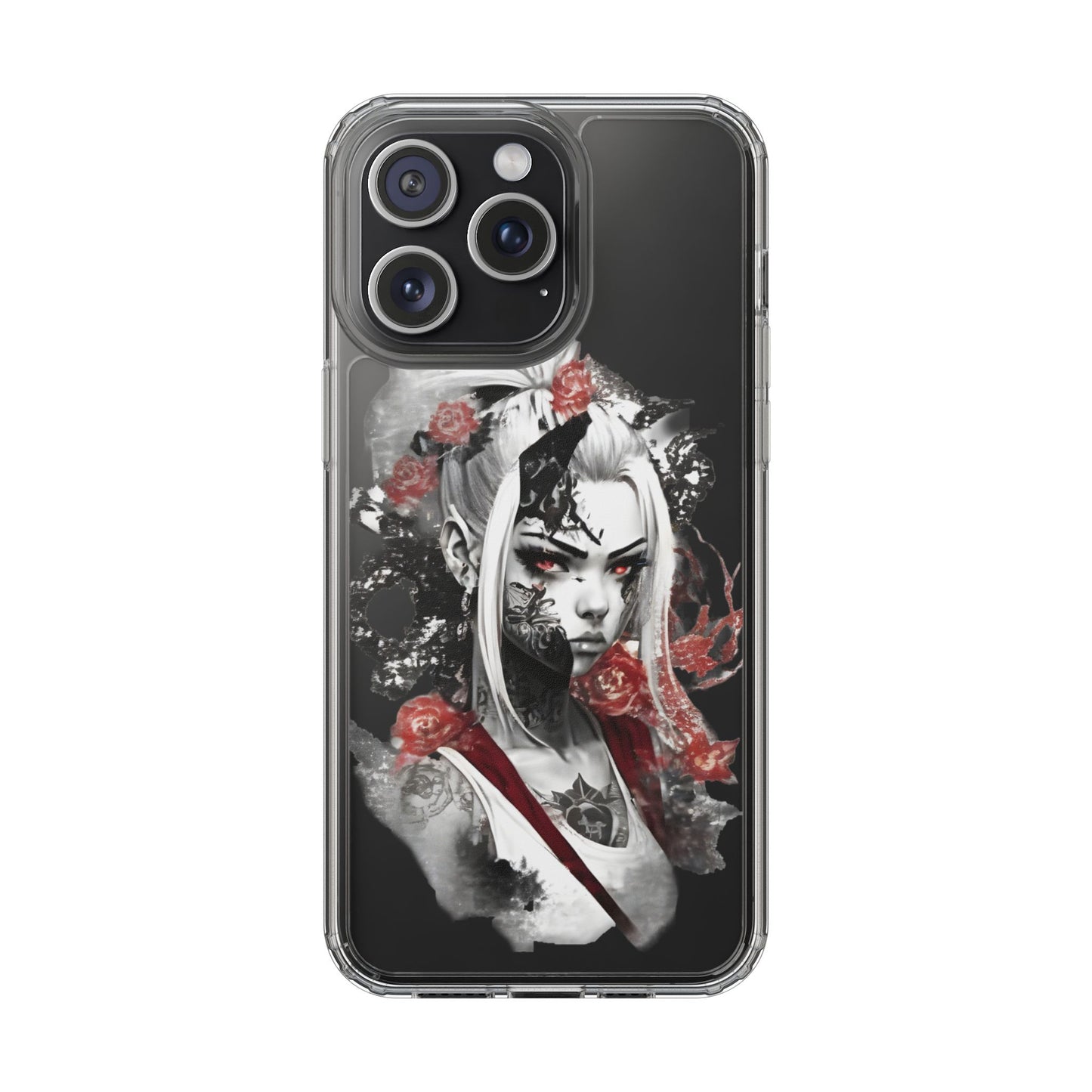 Artistic Clear Phone Case with Floral Design