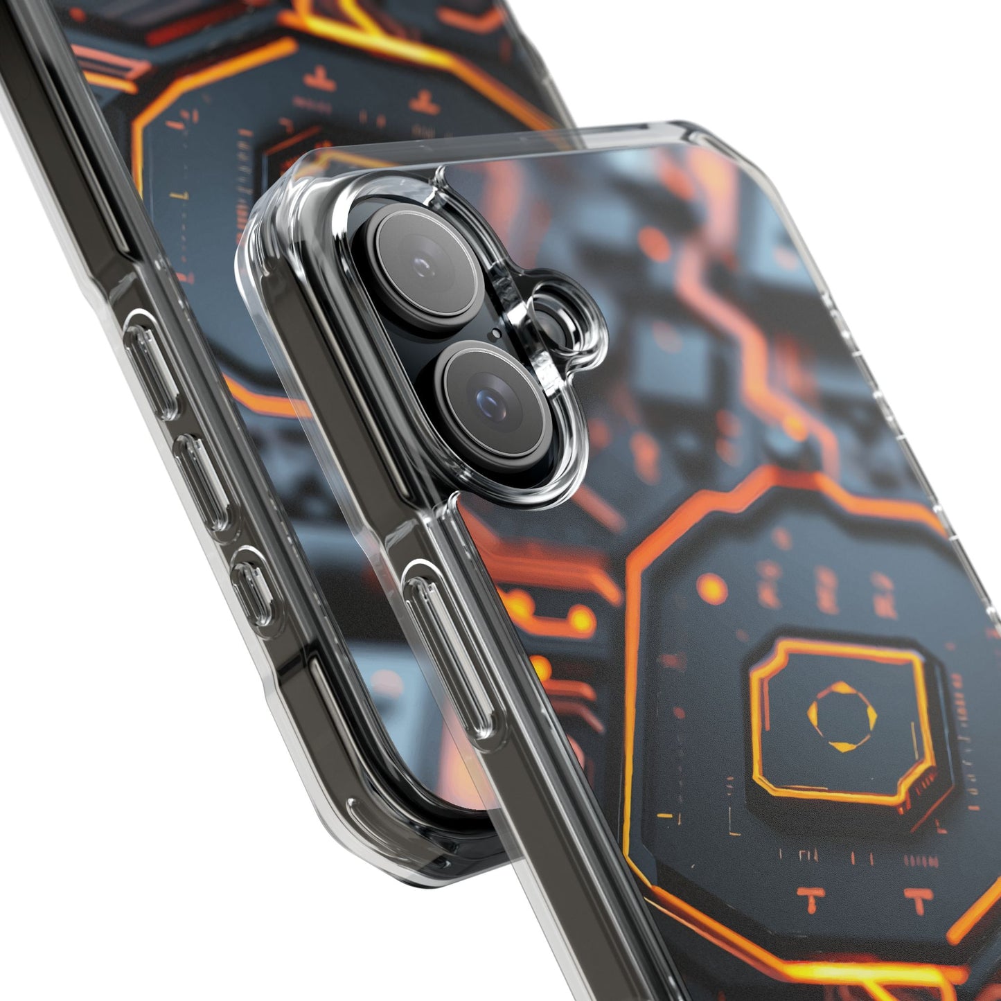 Futuristic Magnetic Phone Case, Clear Impact Case, Stylish Tech Accessory, Gifts for Tech Enthusiasts, Unique Phone Cover
