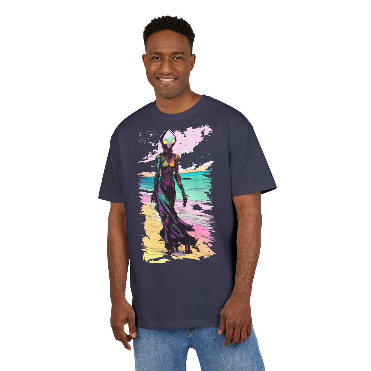 Beach Vibes Oversize Tee - Artistic Graphic Tee, Summer Style, Unisex T-Shirt, Boho Fashion, Casual Wear