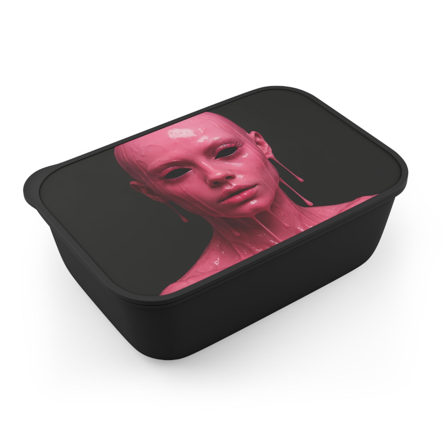 Artistic Bento Box with Utensils, Unique Food Storage, Pink Design, Eco-Friendly Lunch Container, Gift for Foodies