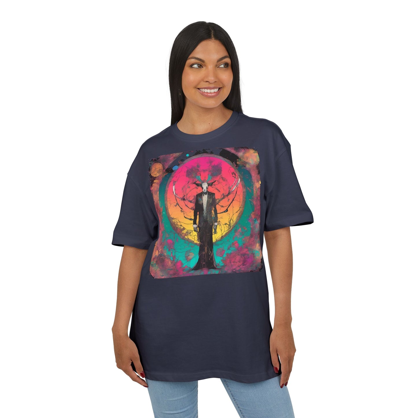 Vibrant Artistic Oversize Tee - Unisex Heavyweight T-Shirt, Bohemian Style, Gift for Art Lovers, Festival Wear, Casual Chic