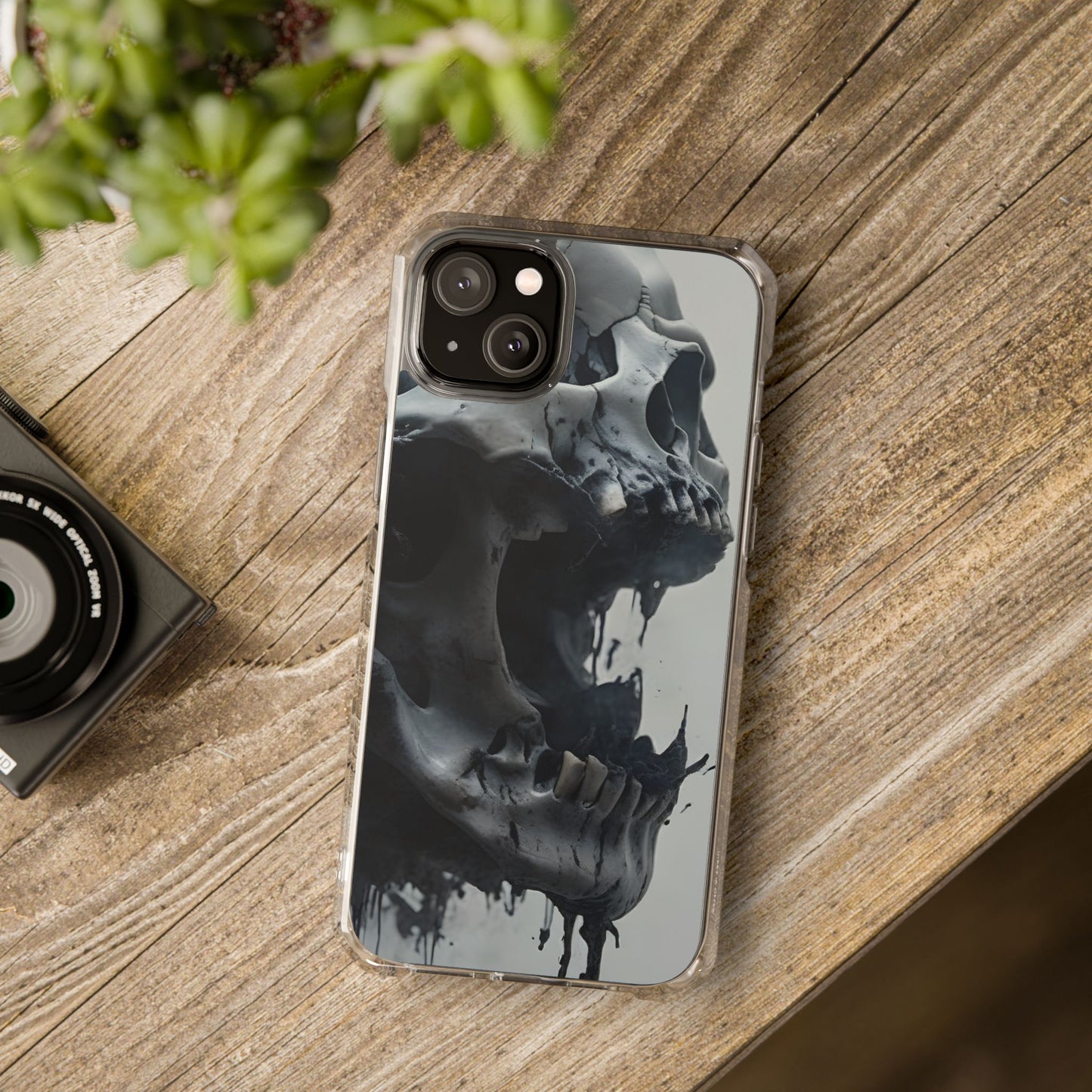 Unique Skull Design Magnetic Clear Impact Cases, Skull Phone Cases, Gothic Accessories, Halloween Gifts, Edgy Mobile Covers