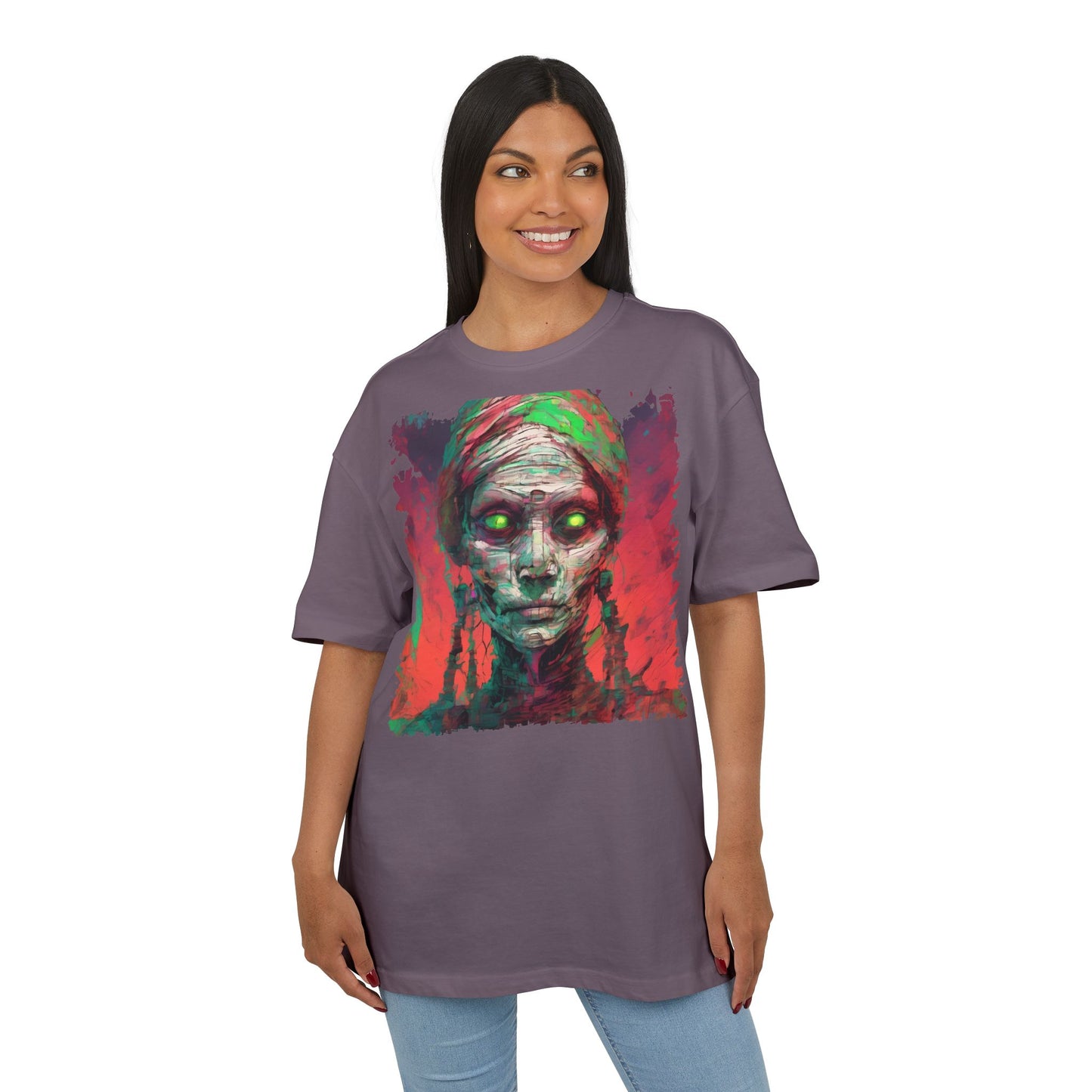 Horror-Inspired Unisex Oversize Tee, Spooky Graphic Shirt, Halloween Outfit, Unique Art Tee, Ghoulish Casual Wear, Perfect for Parties