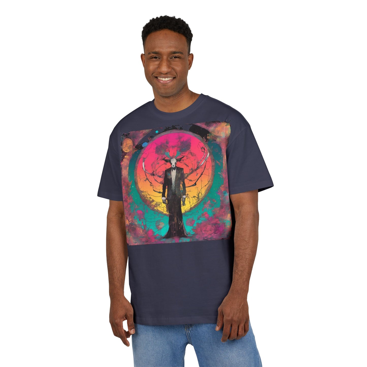 Vibrant Artistic Oversize Tee - Unisex Heavyweight T-Shirt, Bohemian Style, Gift for Art Lovers, Festival Wear, Casual Chic