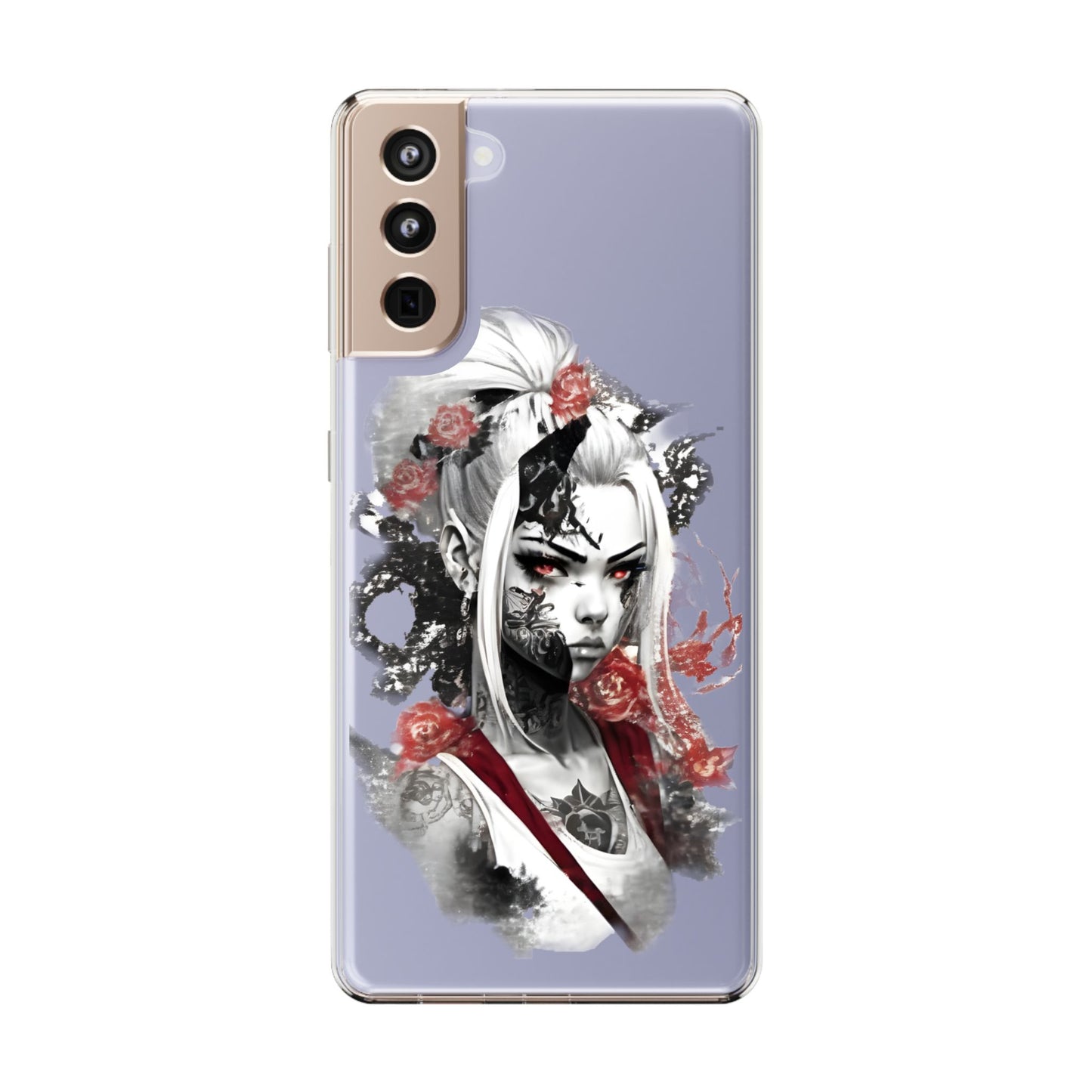 Artistic Clear Phone Case with Floral Design