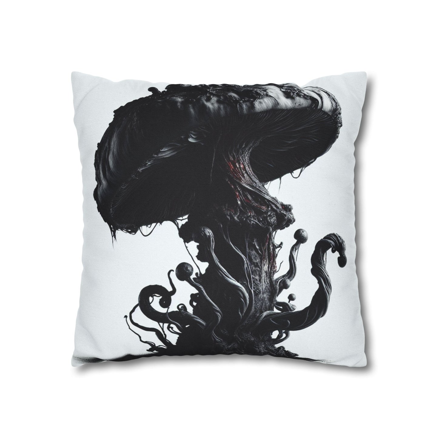 Gothic Mushroom Pillowcase | Dark Art Decor, Home Accent, Unique Gift, Black and White Throw Pillow, Living Room Decor