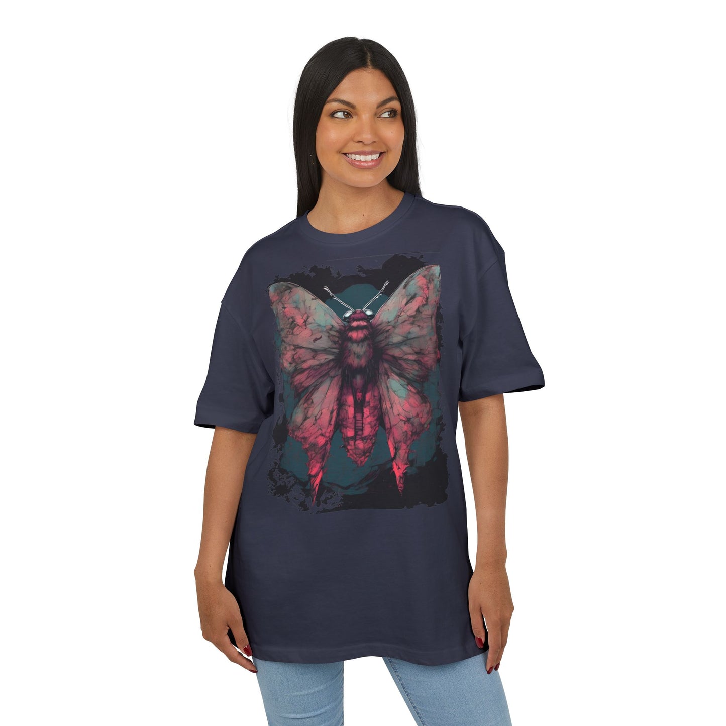 Aesthetic Moth Graphic Oversize Tee, Casual Style Shirt, Unique Gift, Eco-Print Tee, Art Lover Fashion, Nature-Inspired Top