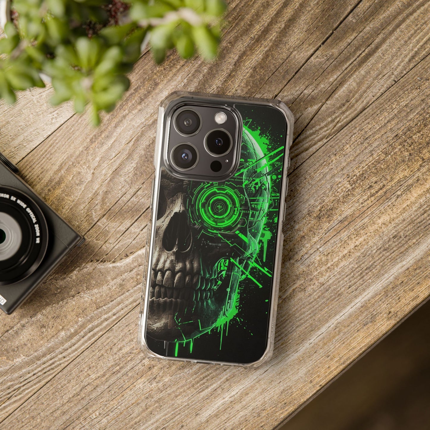 Skull Graphic Phone Case - Magnetic Clear Impact Cases, Skull Design, Unique Phone Protection, Edgy Gift for Tech Lovers