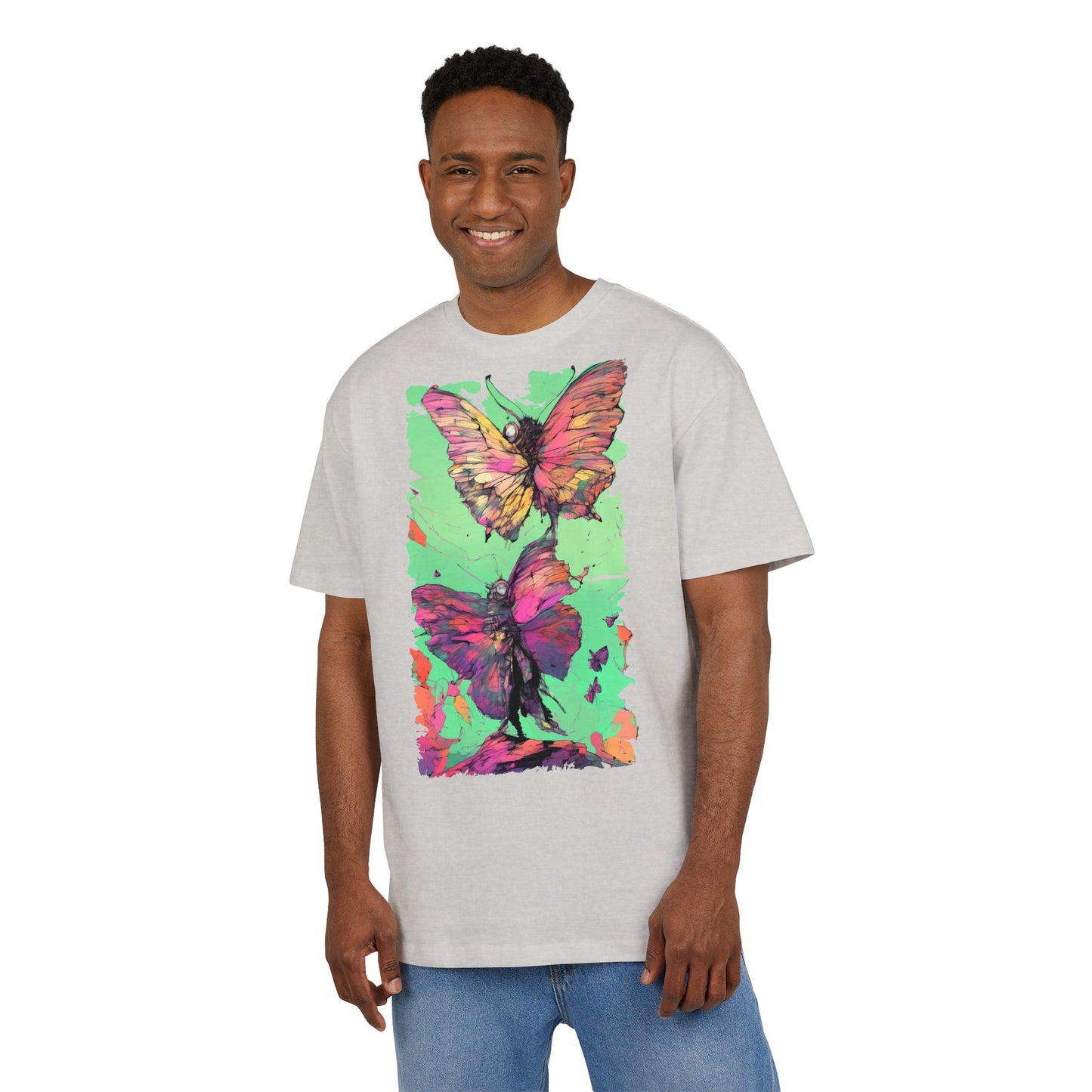 Colorful Butterfly Oversized Tee | Boho Style Tee, Spring Fashion, Nature Lover Gift, Festival Wear, Unique Graphic Shirt