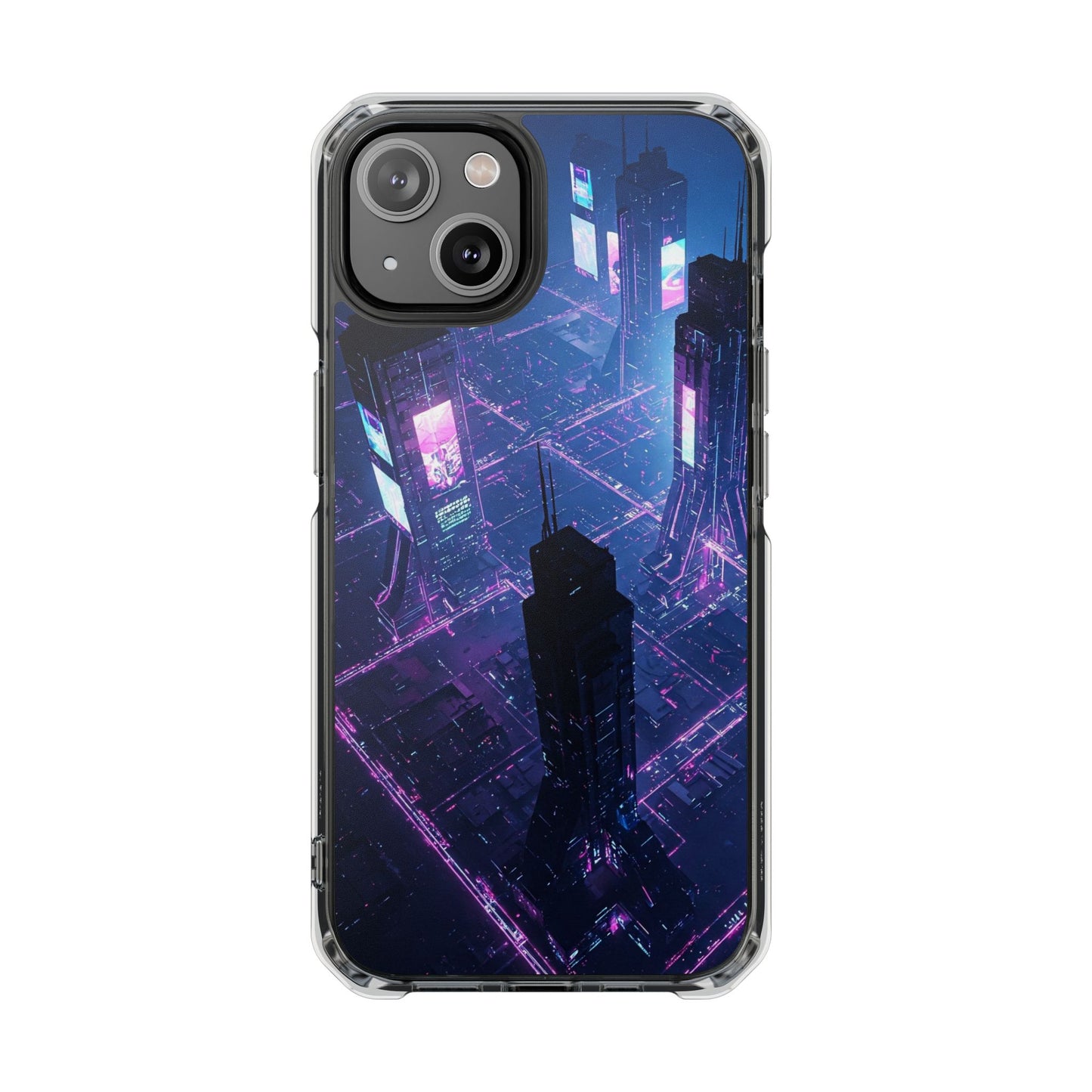 Futuristic Cityscape Phone Case, Customizable Clear Impact Case, Gift for Tech Lovers, Unique Phone Accessory, Aesthetic Cell Phone Cover