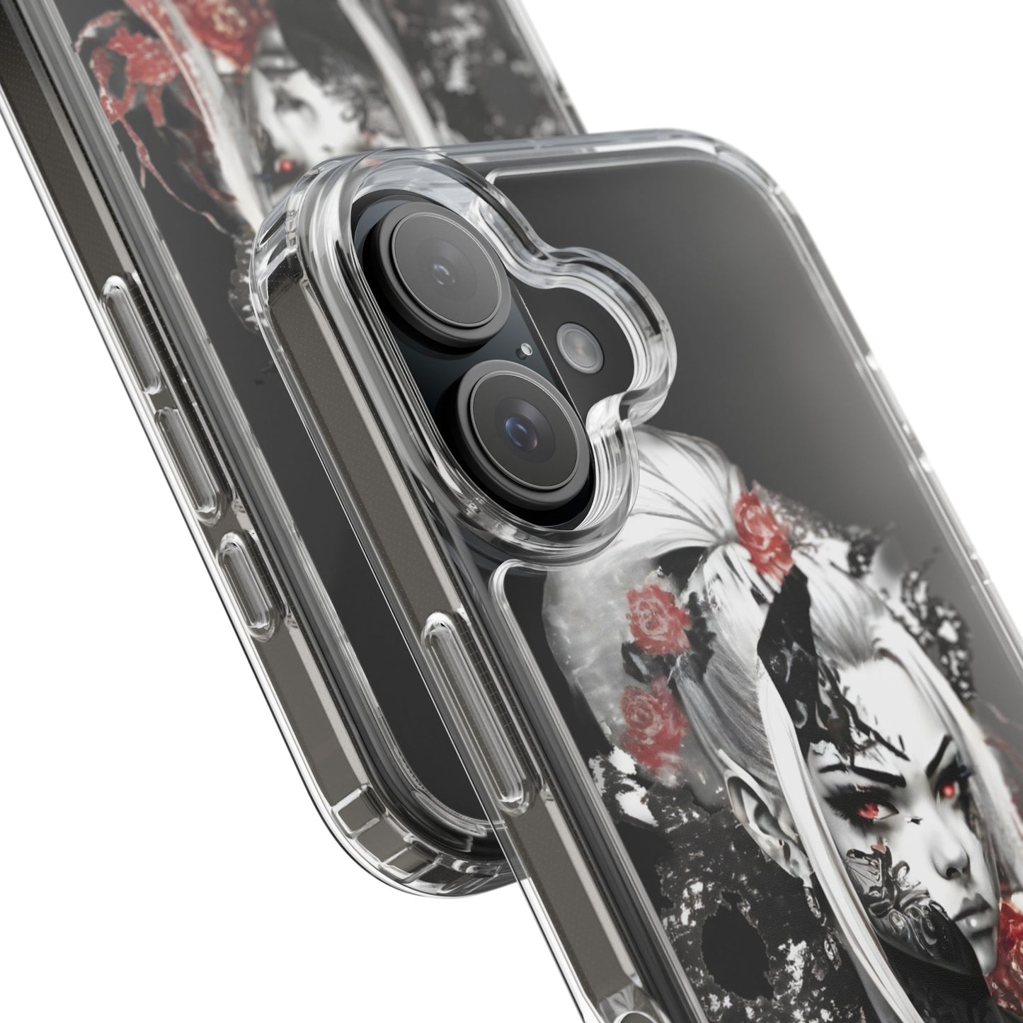 Artistic Clear Phone Case with Floral Design