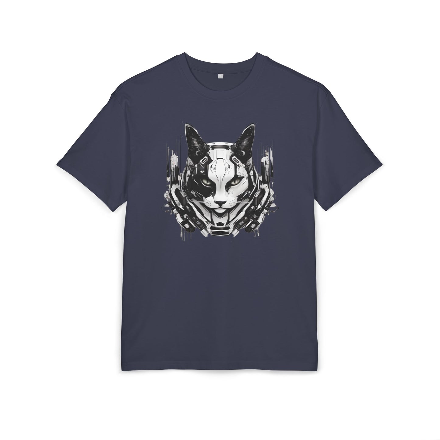 Cyber Cat Graphic Tee - Unisex Oversized T-Shirt, Cool Streetwear, Gift for Cat Lovers, Futuristic Design, Casual Everyday Wear