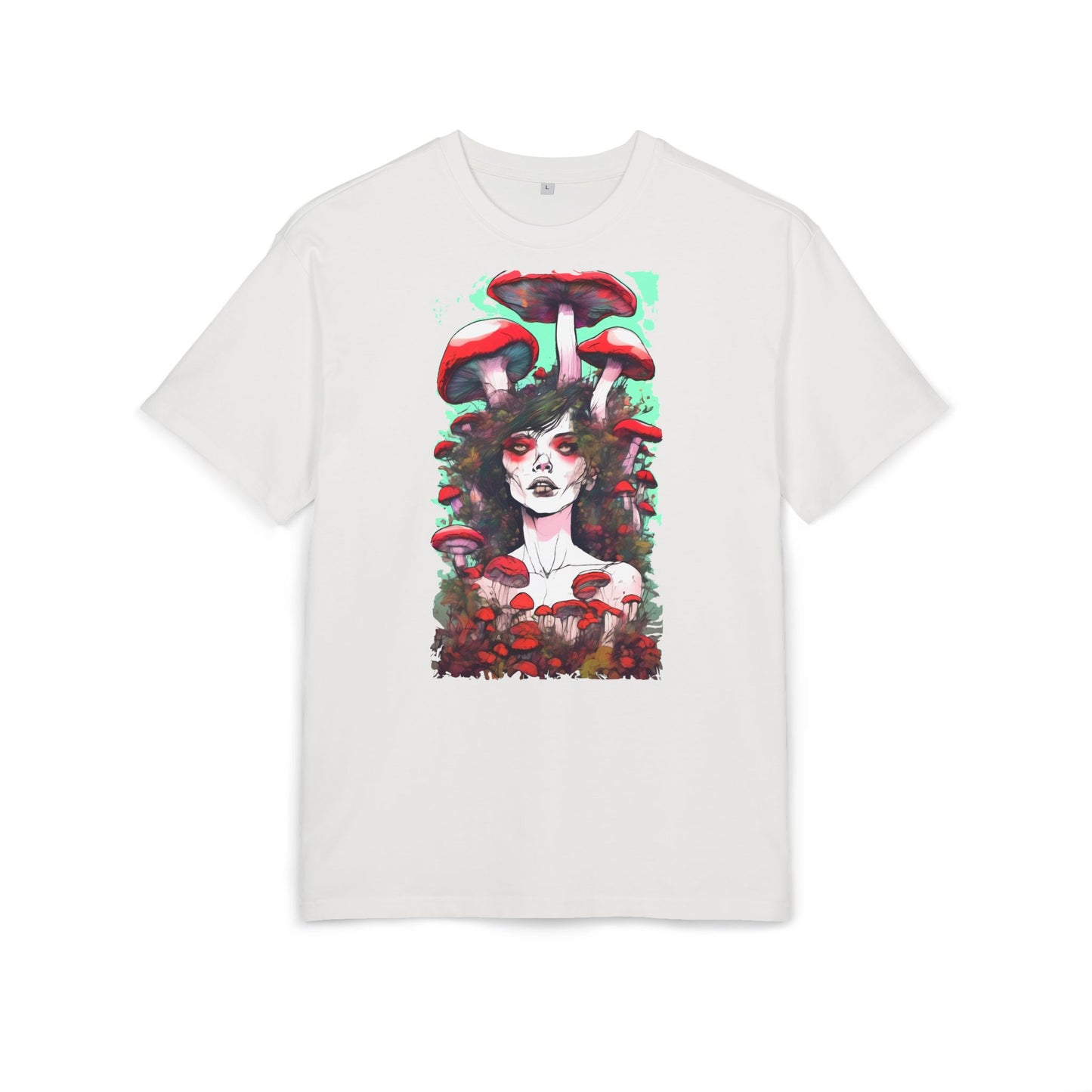 Mystical Mushroom Art Oversize Tee | Unisex Heavy Tee, Boho Style Shirt, Nature Lover Gift, Festival Wear, Graphic Tee, Eco-Friendly Fashion