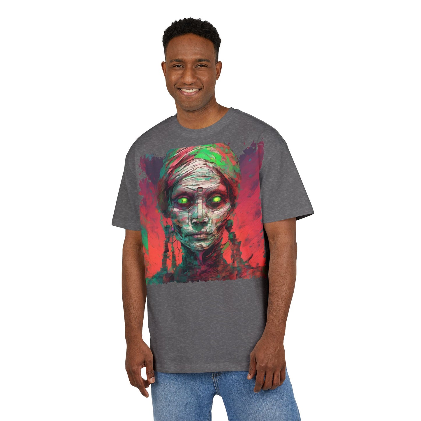 Horror-Inspired Unisex Oversize Tee, Spooky Graphic Shirt, Halloween Outfit, Unique Art Tee, Ghoulish Casual Wear, Perfect for Parties