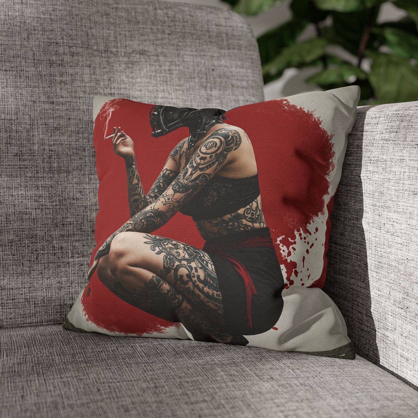 Edgy Tattoo Art Pillowcase | Boho Decor, Home Accent, Gift for Her, Trendy Cushion, Festival Style