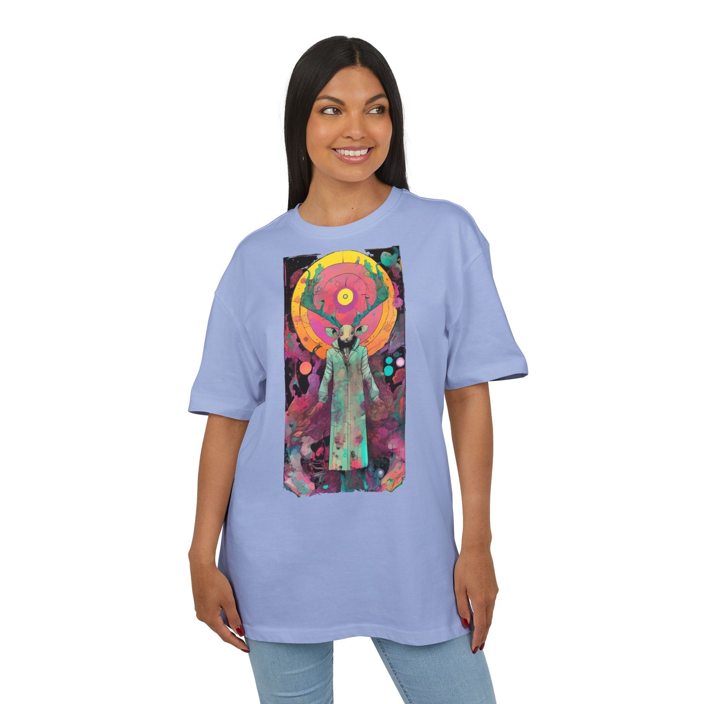 Vibrant Artistic Oversize Tee - Unisex Heavyweight T-Shirt, Bohemian Style, Gift for Art Lovers, Festival Wear, Casual Chic