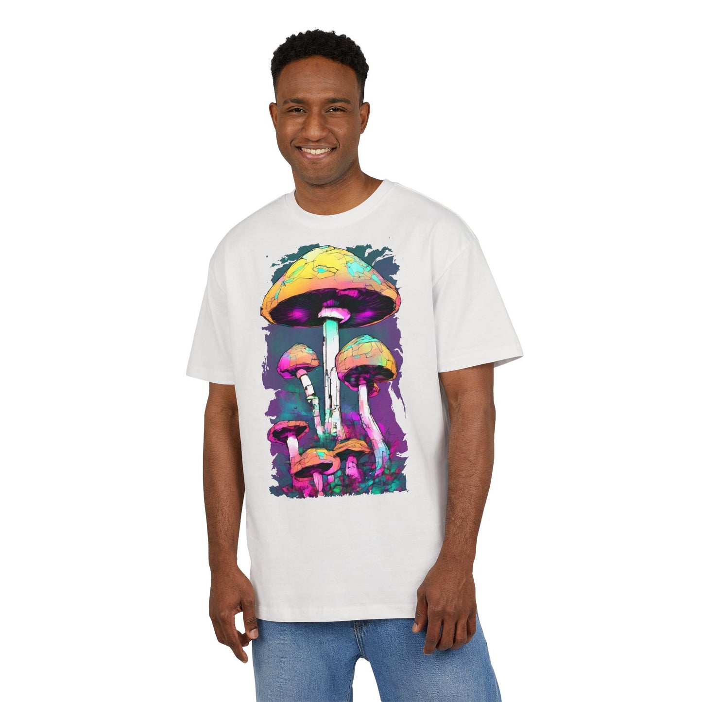 Trippy Mushroom Unisex Oversize Tee | Psychedelic Art Shirt, Retro Graphic Tee, Festival Wear, Gift for Nature Lovers, Streetwear