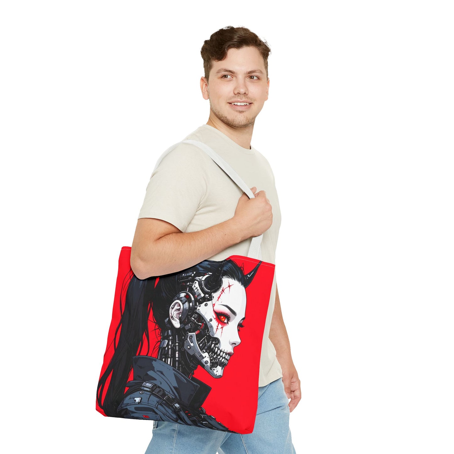 Edgy Graphic Tote Bag, Cyberpunk Artwork, Fashionable Tote, Unique Gift, Eco-Friendly Bag, Everyday Use
