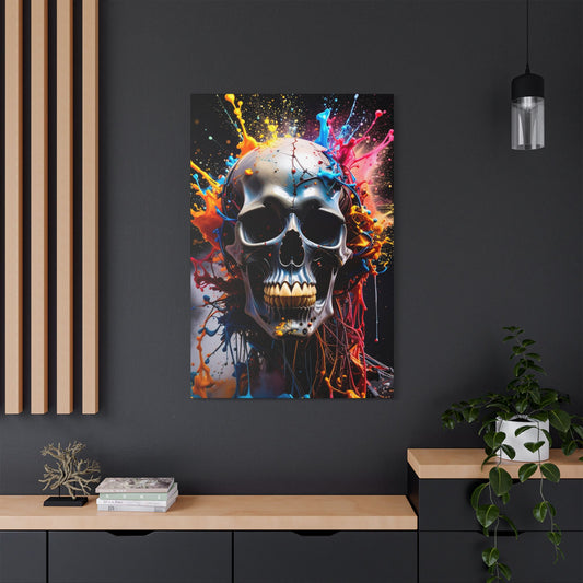 Vibrant Skull Canvas Art, Gothic Wall Decor, Modern Artwork, Unique Gift for Halloween, Colorful Home Décor, Urban Style