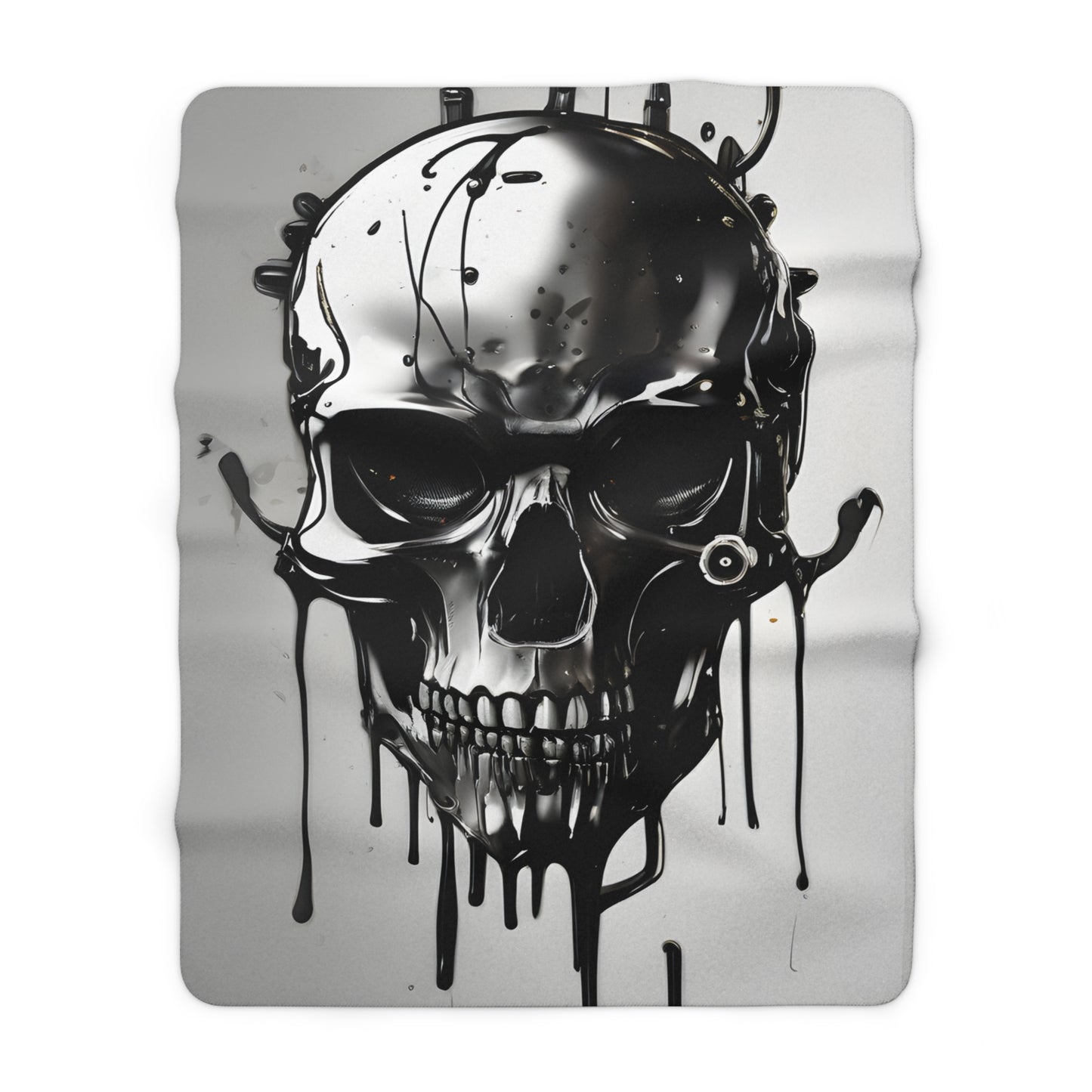 Sherpa Fleece Blanket with Dark Horror Skull Design