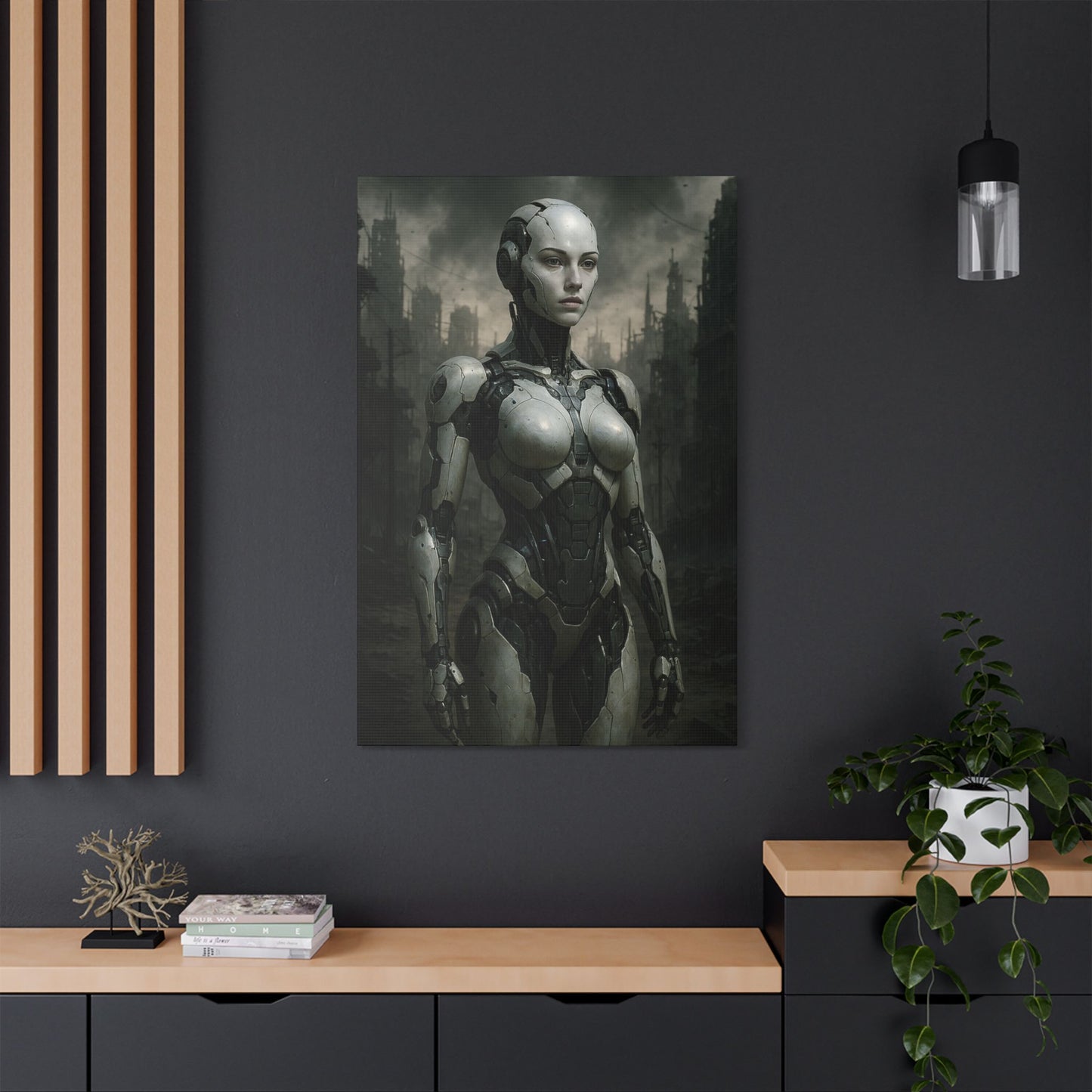 Futuristic Robot Art Canvas Print, Sci-Fi Home Decor, Modern Wall Art, Tech-Inspired Artwork, Gift for Tech Lovers