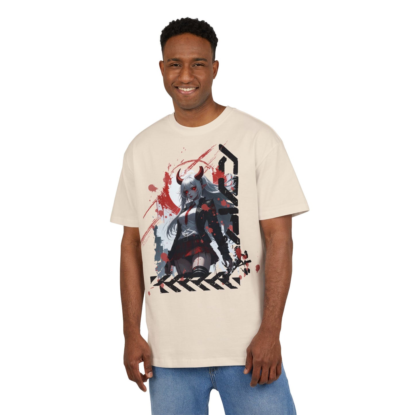 Unique Graphic Loose Fit Tee, Oversized T-Shirt, Streetwear Style, Trendy Casual Wear, Gift for Anime Lovers, Art-Inspired Fashion