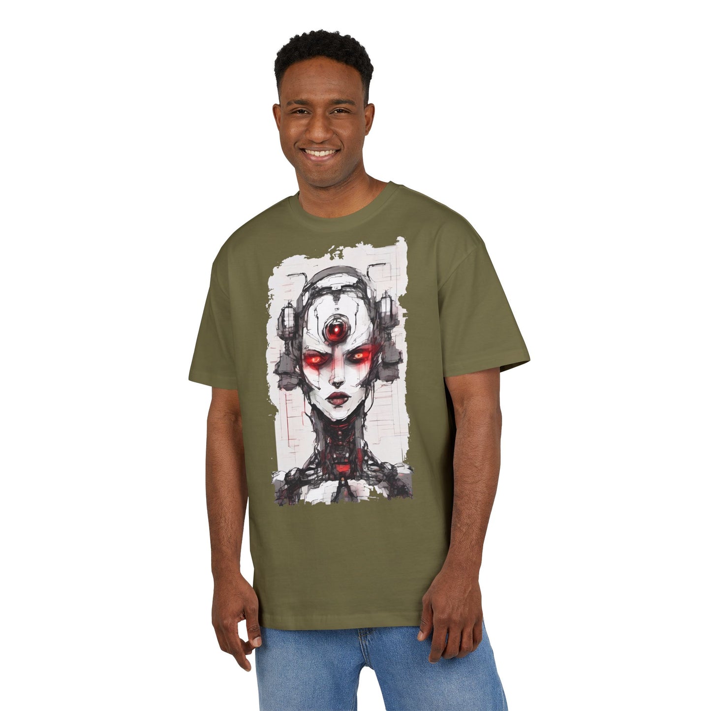 Futuristic Graphic Tee, Cyberpunk Oversized T-Shirt, Unisex Retro Style, Streetwear Top, Gift for Tech Lovers, Summer Casual Wear