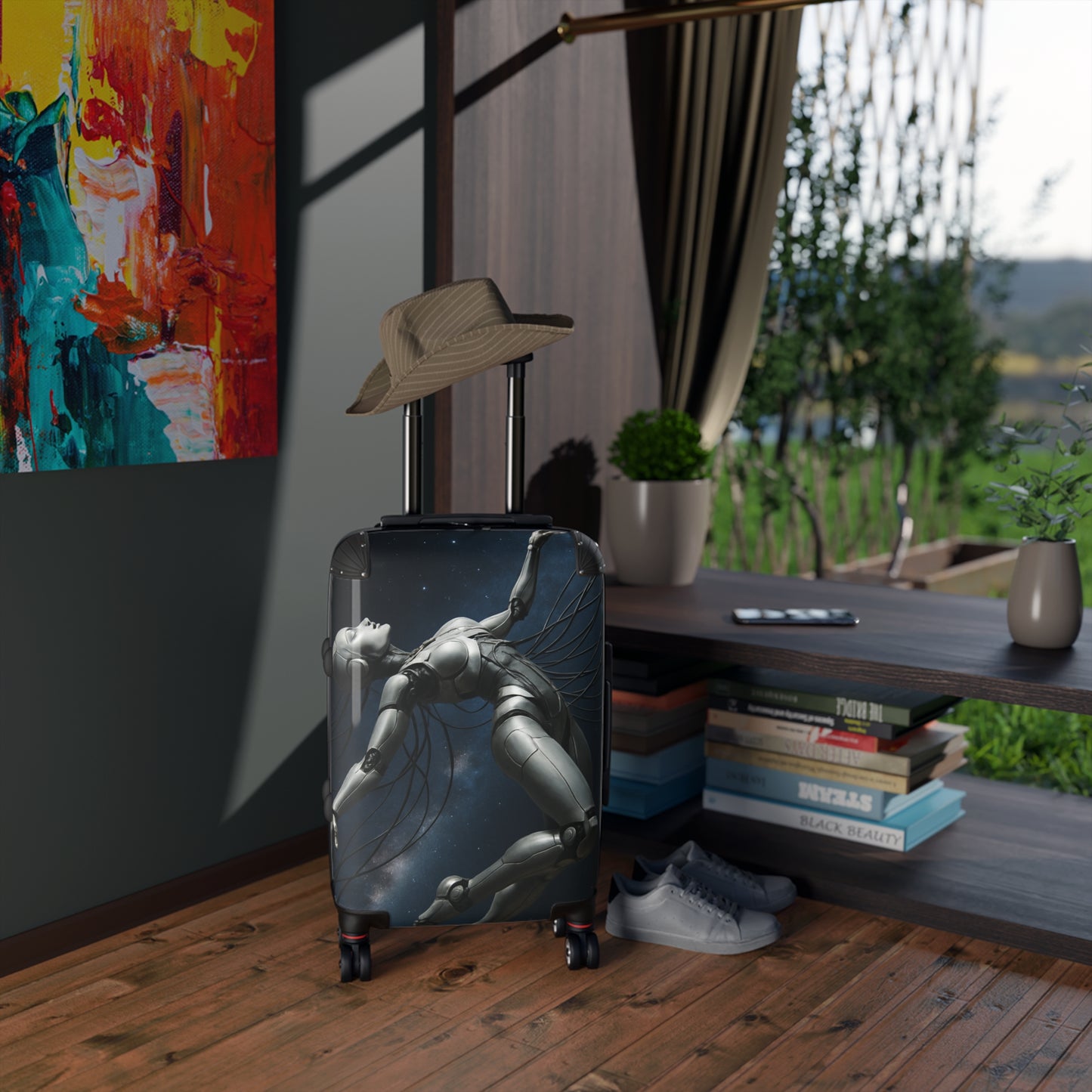 Cosmic Art Suitcase, Unique Travel Luggage, Starry Night Carry-On, Sci-Fi Baggage, Geeky Gift for Travelers