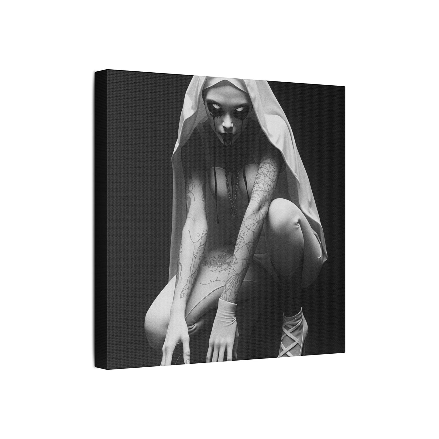Gothic Art Print, Horror Decor, Canvas Wall Art, Home Aesthetic, Unique Gift, Modern Black and White Art