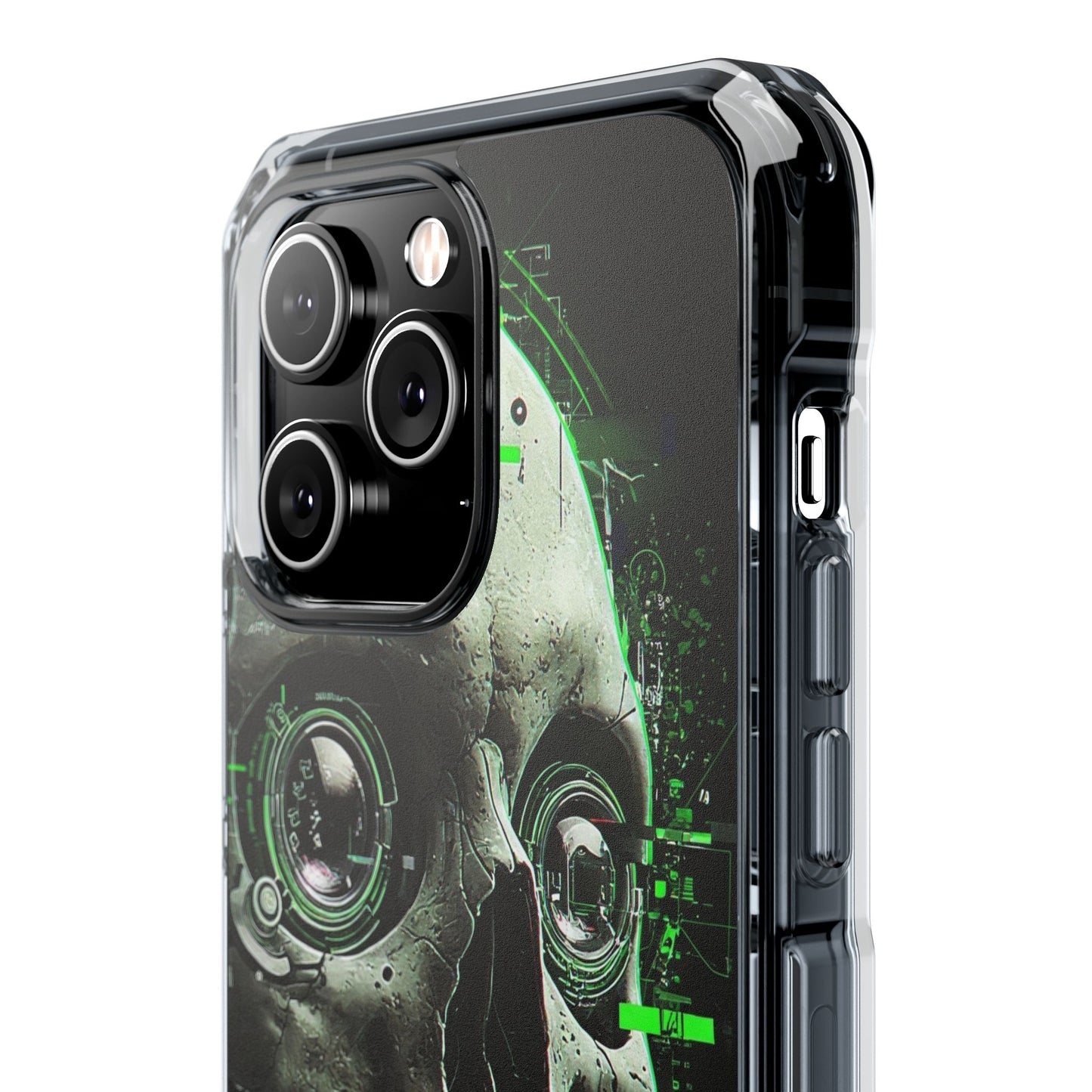 Gothic Skull Phone Case, Cyberpunk Design, Clear Impact Protection, Unique Gift for Him, Halloween Accessories, Tech Lover