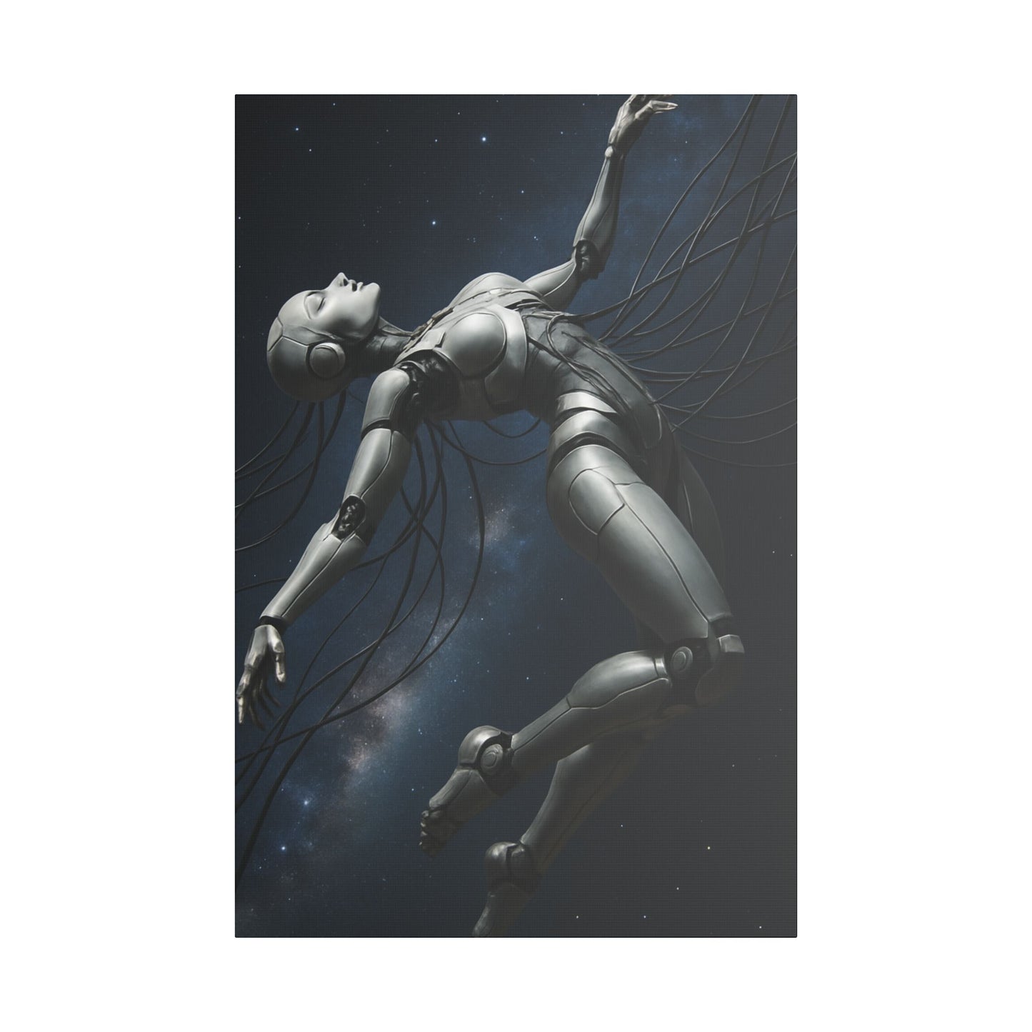Satin Canvas Art Print, Futuristic Robot Wall Decor, Unique Home Artwork, Cyberpunk Aesthetic, Gift for Tech Lovers
