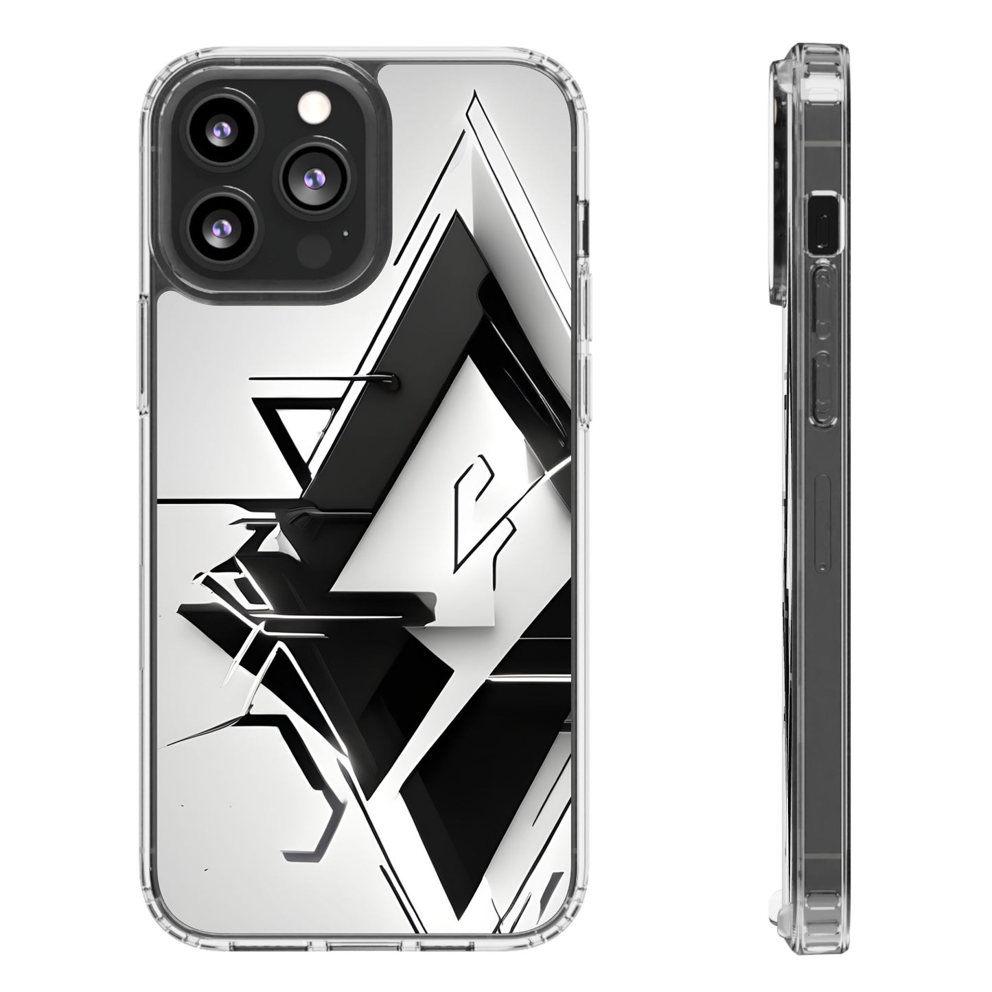 Clear Phone Case with Abstract Edgy Design Print