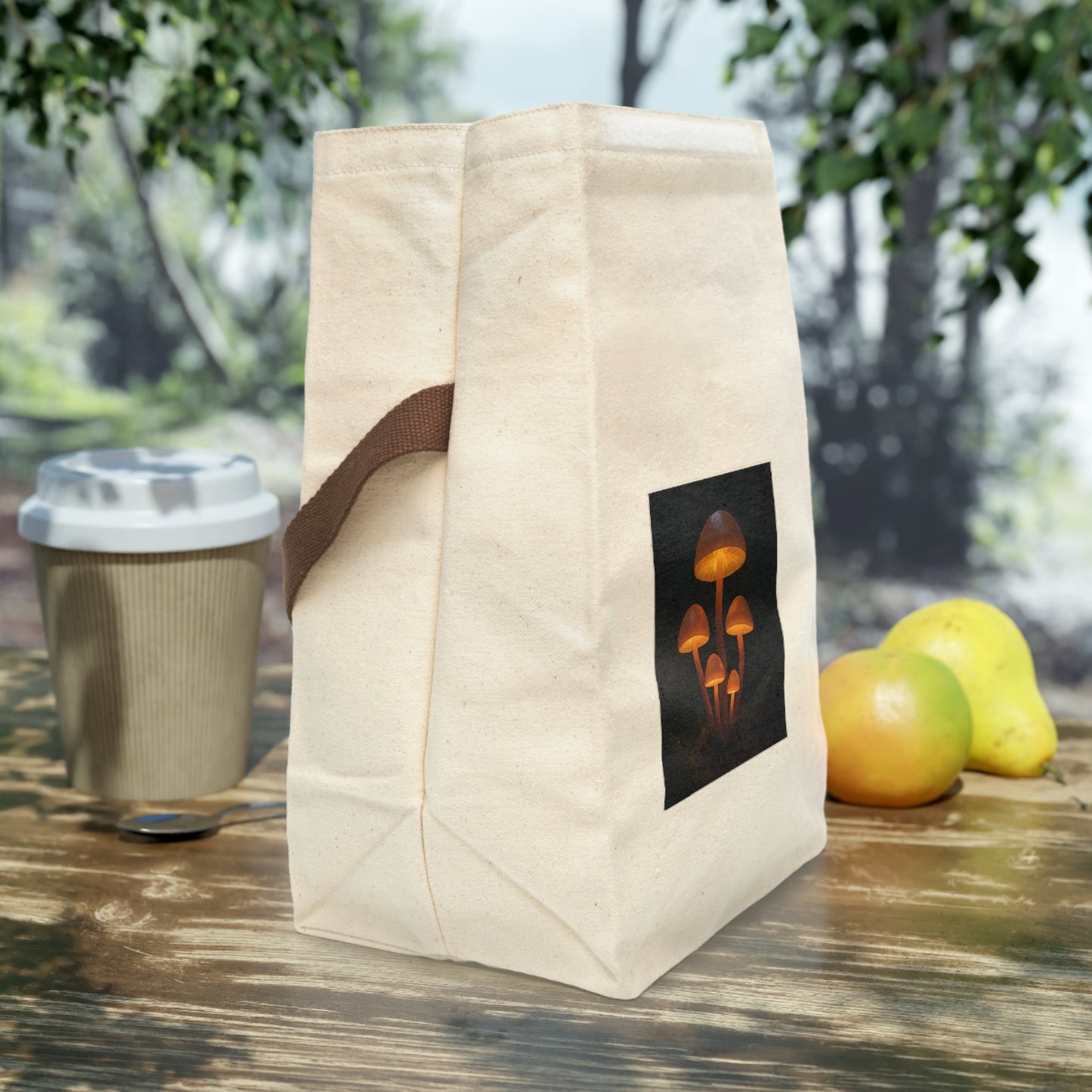 Glowing Mushroom Canvas Lunch Bag, Eco-Friendly Tote, Kids Lunchbox, Gift for Nature Lovers, Unique Snack Bag, Sustainable Gifts