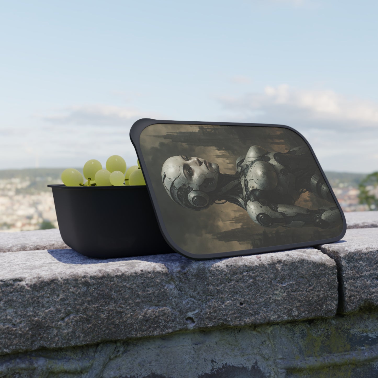 Futuristic Bento Box, Eco-Friendly Lunch Container, Robot Design, Meal Prep, Gift for Tech Lovers, Sustainable Utensils