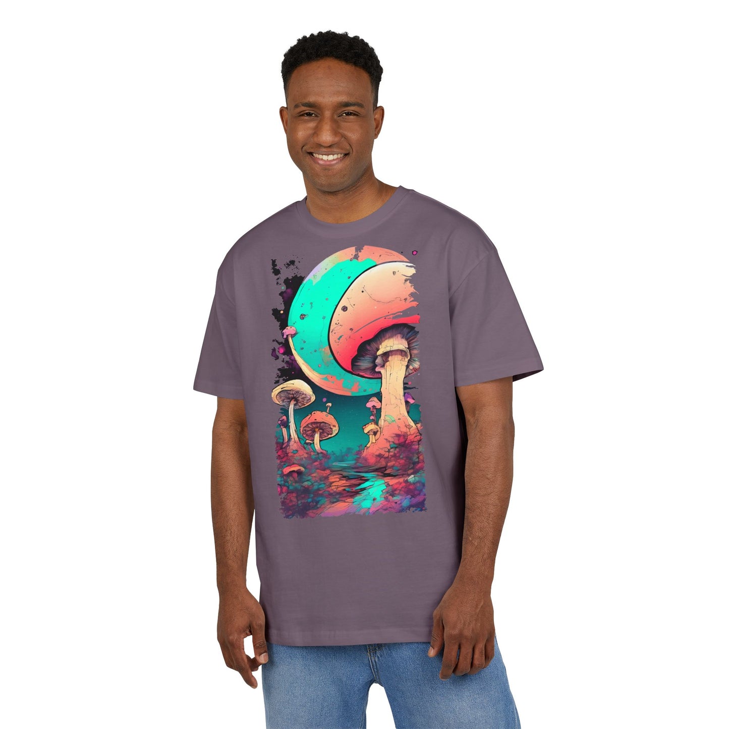Cosmic Mushroom Graphic Tee, Unisex Oversized Shirt, Boho Vibe Top, Festival Wear, Unique Gift for Nature Lovers, Relaxed Fit Shirt