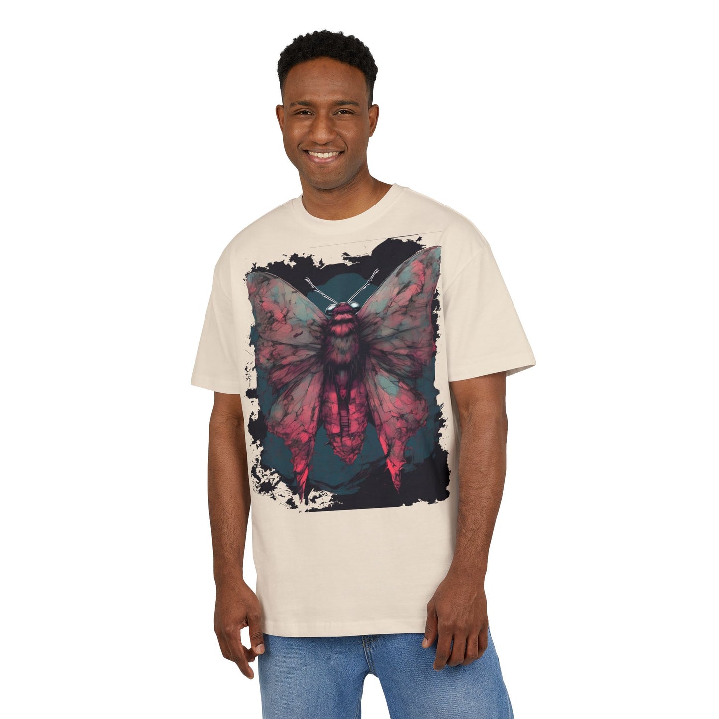 Aesthetic Moth Graphic Oversize Tee, Casual Style Shirt, Unique Gift, Eco-Print Tee, Art Lover Fashion, Nature-Inspired Top