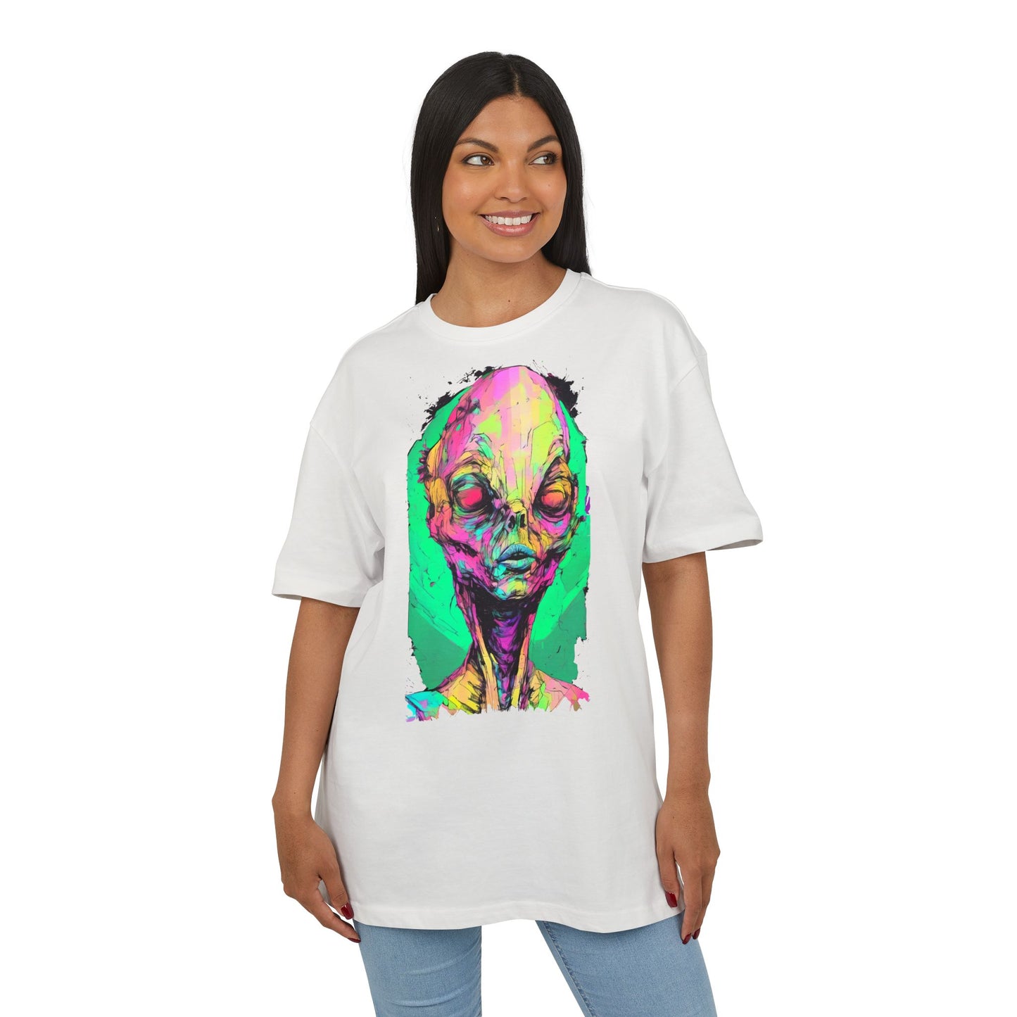 Alien Art Oversize Tee, Graphic Tee, Unisex T-Shirt, Casual Wear, Unique Gift for Sci-Fi Lovers