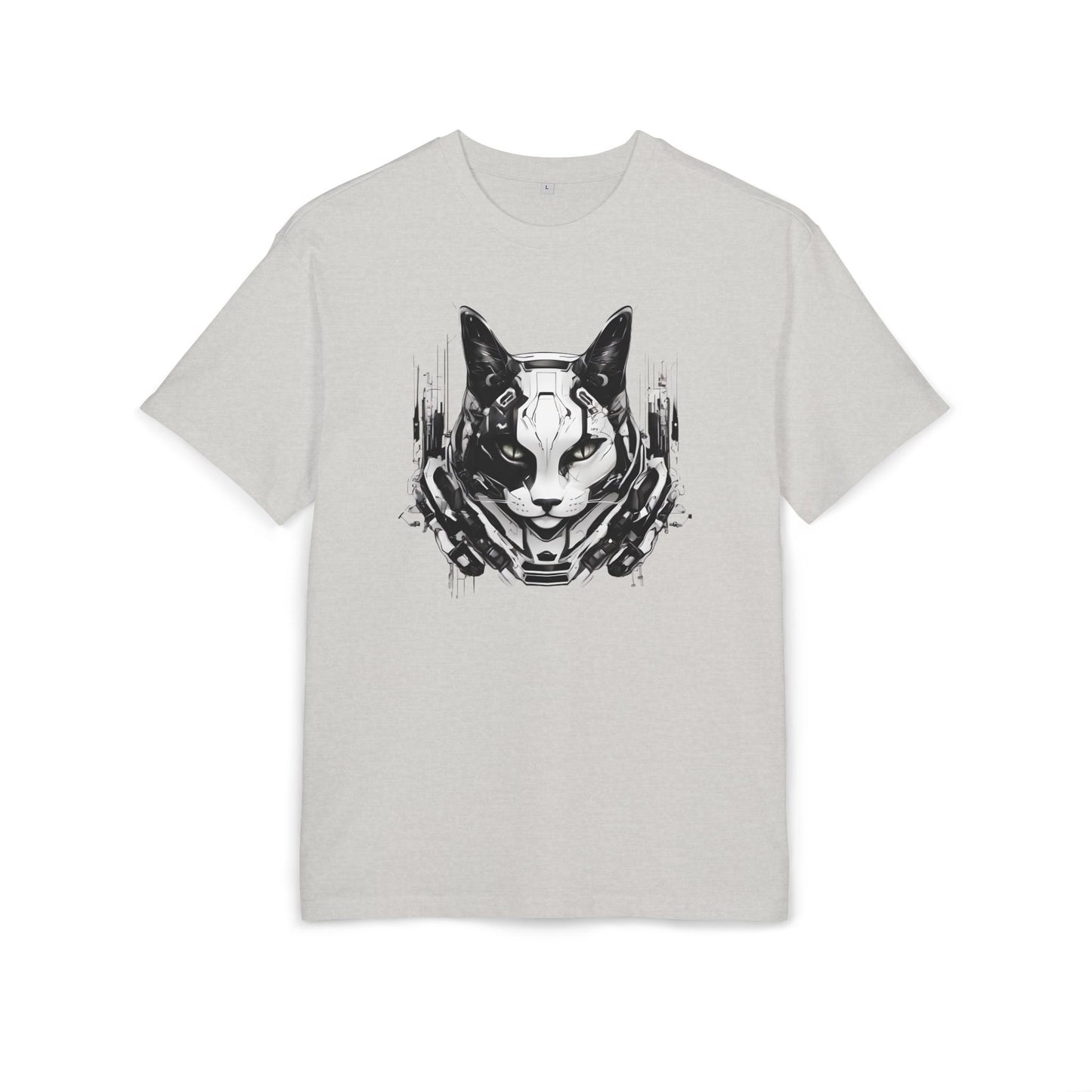 Cyber Cat Graphic Tee - Unisex Oversized T-Shirt, Cool Streetwear, Gift for Cat Lovers, Futuristic Design, Casual Everyday Wear