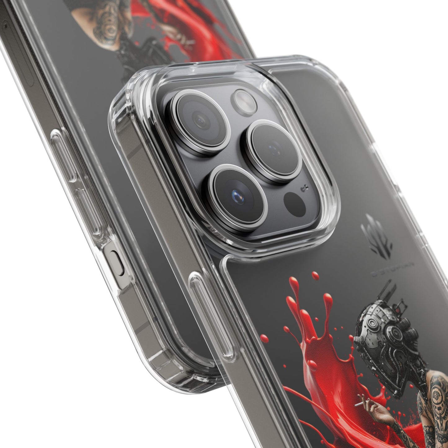 Dystopian Art Clear Phone Case - Futuristic Style with Bold Design