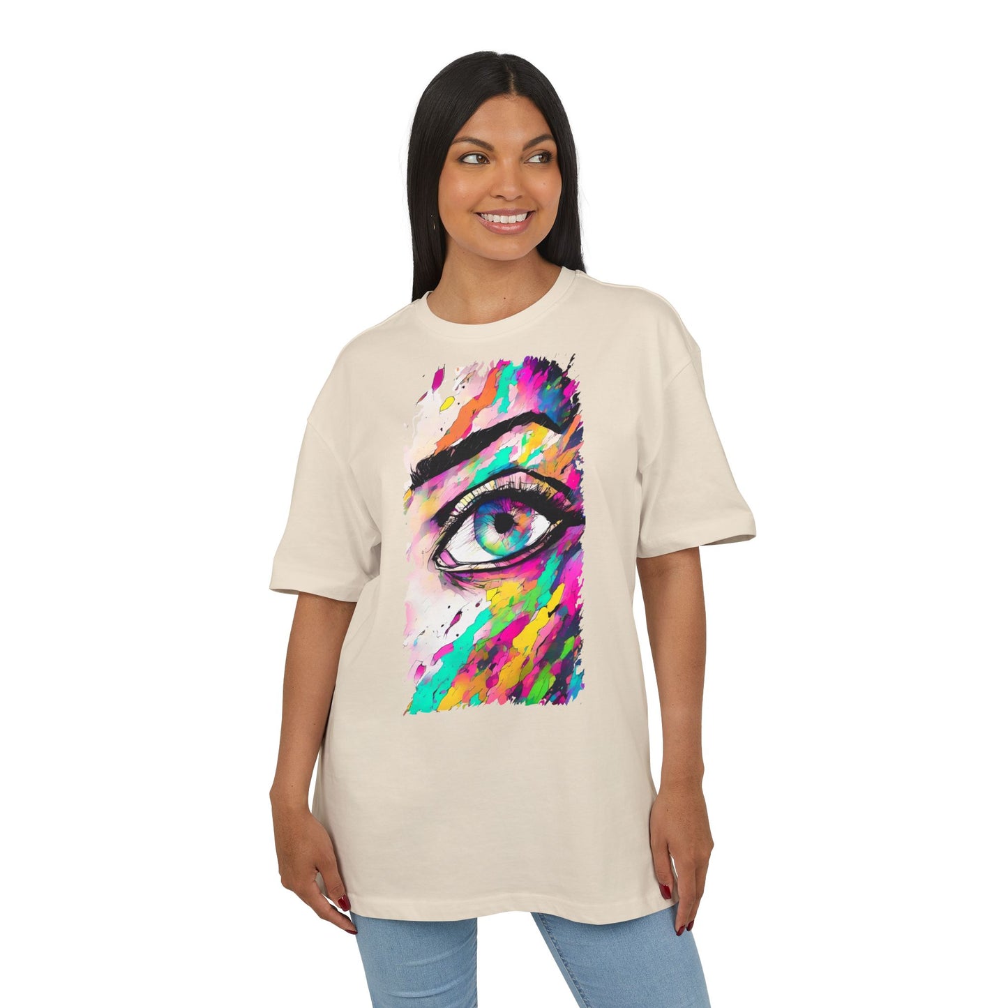 Colorful Eye Graphic Unisex Heavy Oversize Tee, Artistic T-Shirt, Casual Wear, Gift for Art Lovers, Streetwear Trends, Vibrant Style