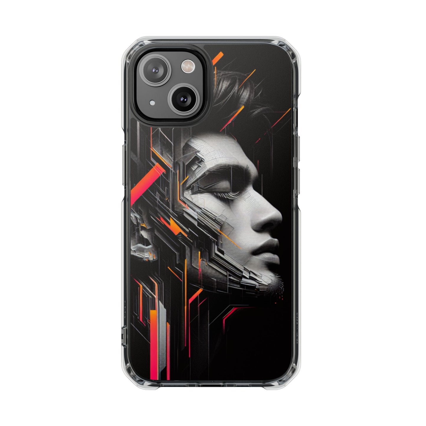 Magnetic Clear Impact Cases with Abstract Graphic, Stylish Phone Protection, Modern Gift for Tech Lovers, Unique Case