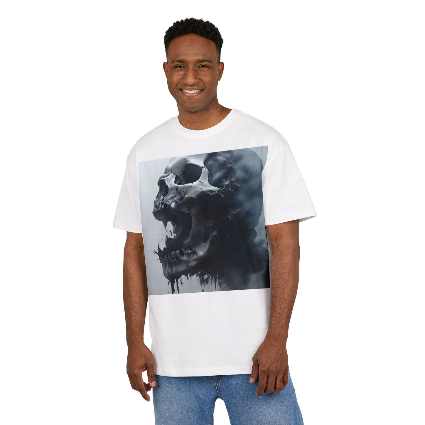 Gothic Skull Oversized Tee | Unisex, Grunge Fashion, Halloween Shirt, Dark Aesthetic, Casual Wear