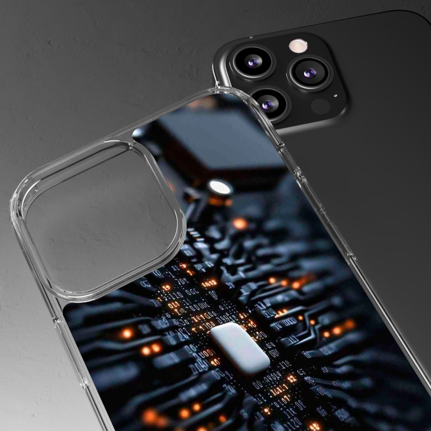 Clear Phone Case with Cyber Print