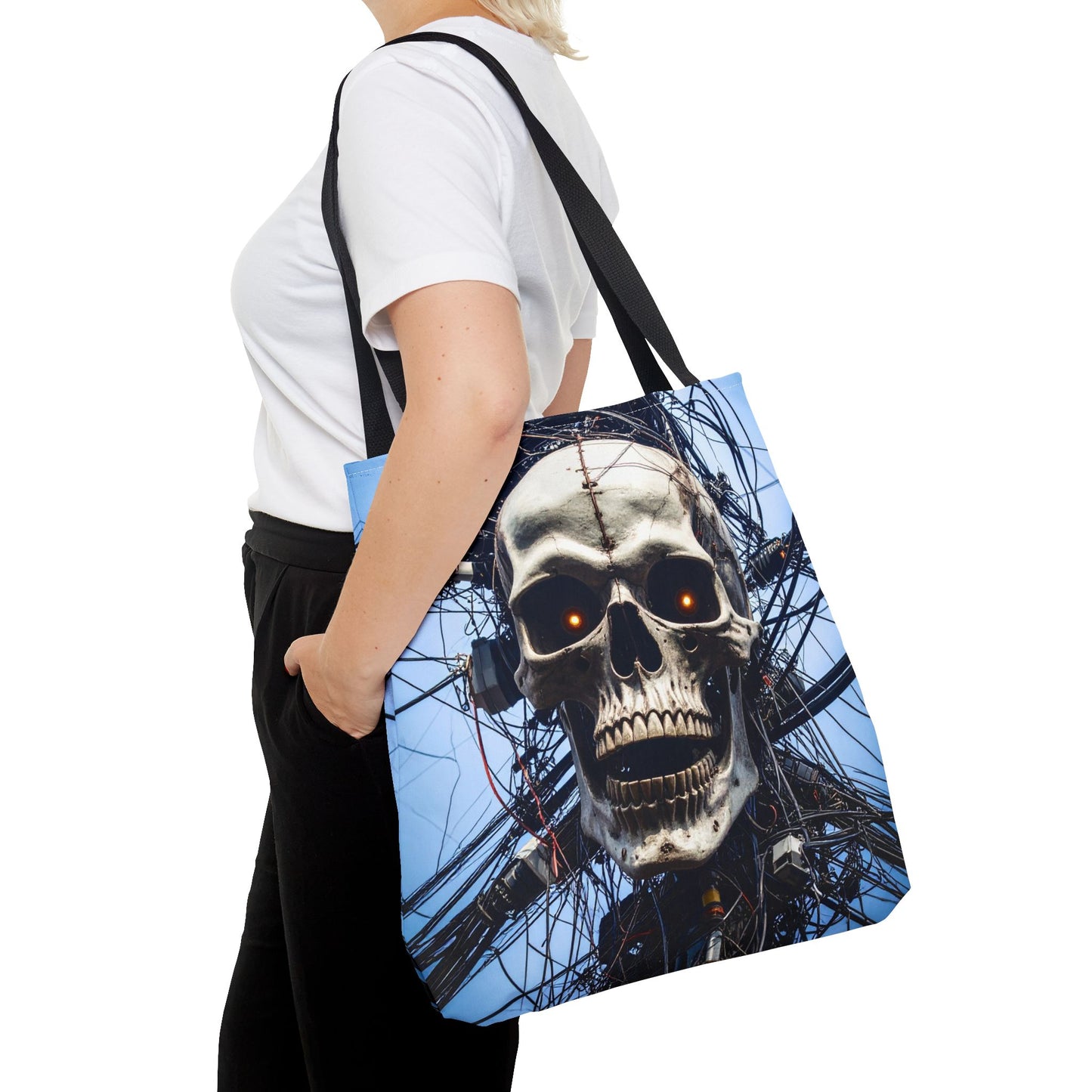 Gothic Skull Tote Bag, Gift for Halloween, Edgy Fashion Accessory, Unique Shopping Bag, Cool Graphic Reusable Tote