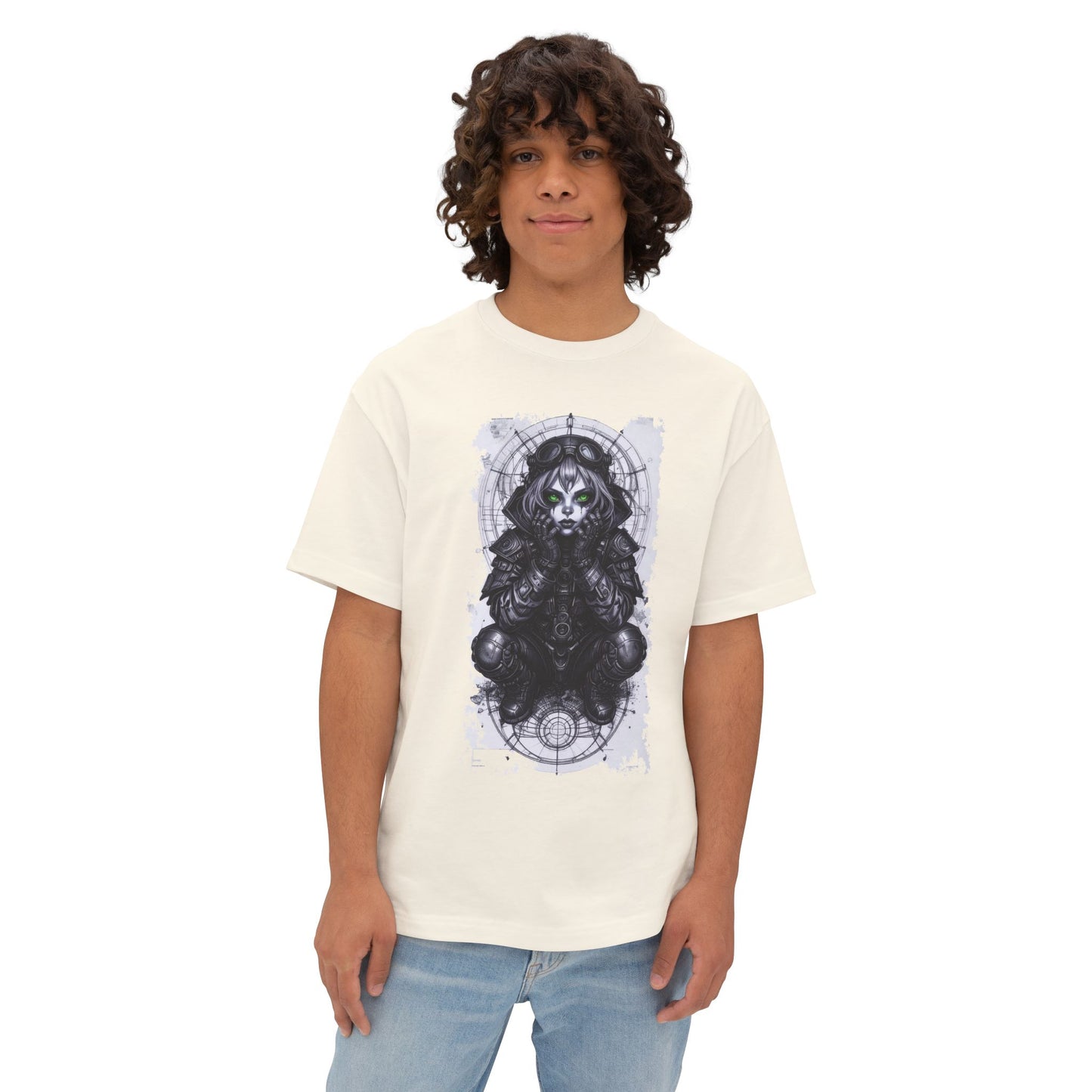 Gothic Graphic Unisex Boxy Tee - Oversized White T-Shirt for Alternative Fashion, Casual Wear, Gift for Festivals, Streetwear