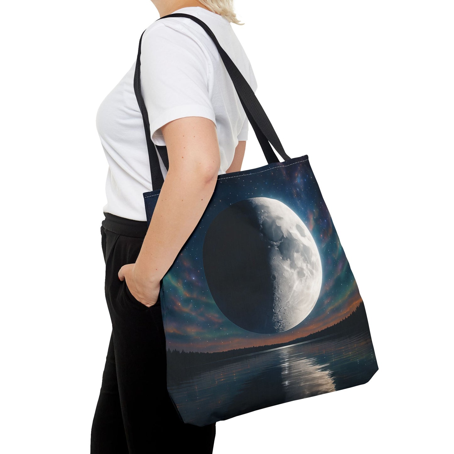 Lunar Dreams Tote Bag, Cosmic Canvas Bag, Astrology Gift, Celestial Purse, Boho Moon Tote, Night Sky Shopping Bag