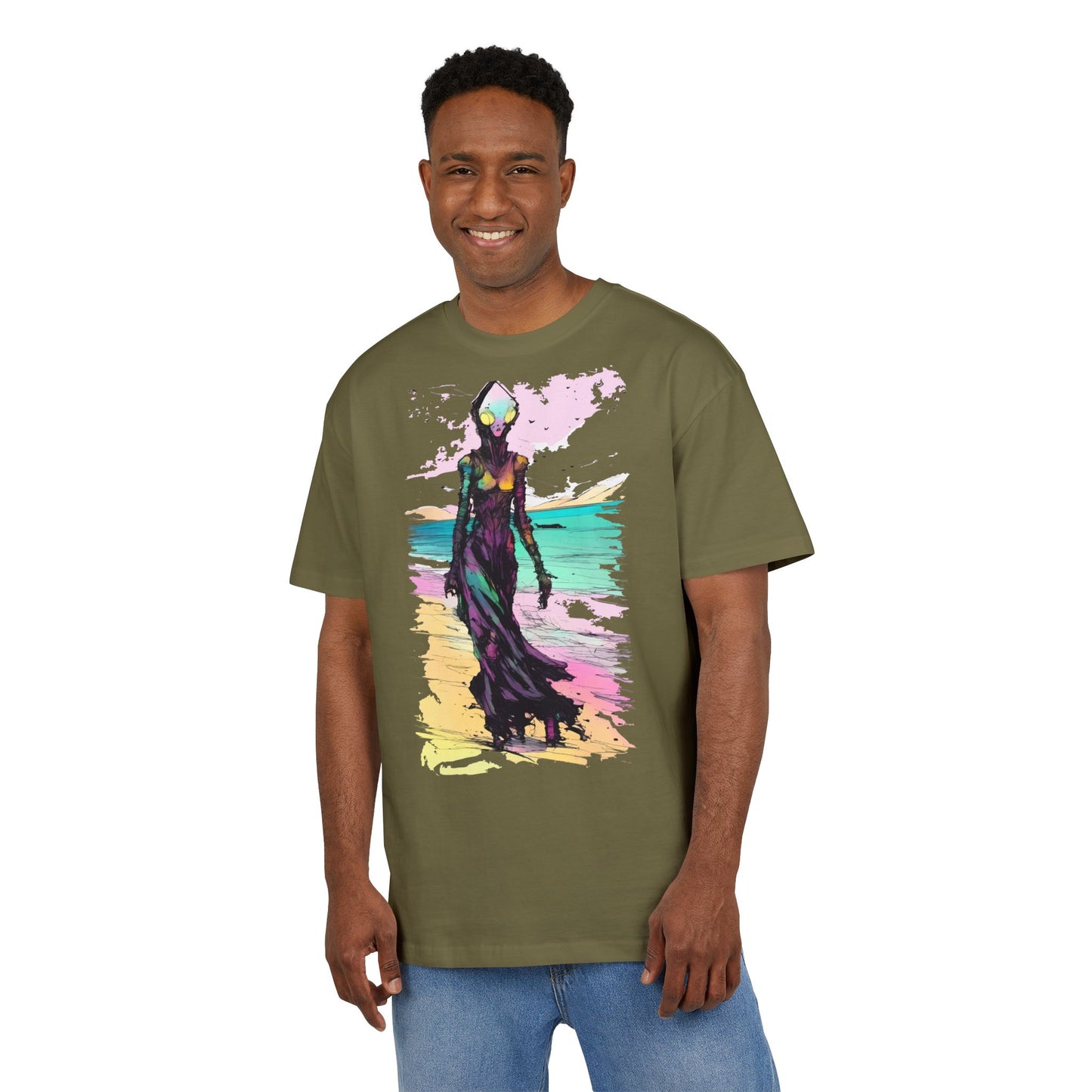 Beach Vibes Oversize Tee - Artistic Graphic Tee, Summer Style, Unisex T-Shirt, Boho Fashion, Casual Wear