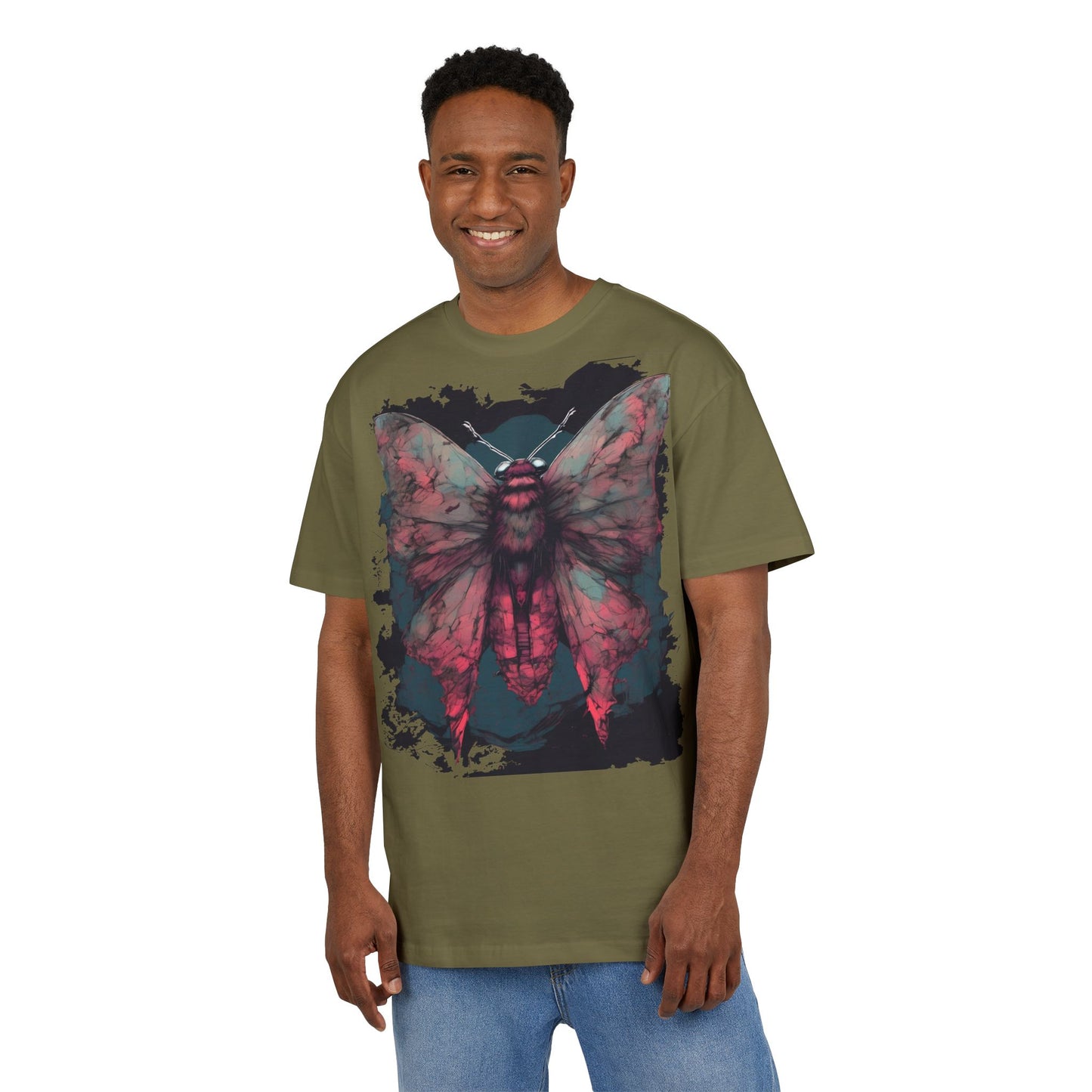 Aesthetic Moth Graphic Oversize Tee, Casual Style Shirt, Unique Gift, Eco-Print Tee, Art Lover Fashion, Nature-Inspired Top